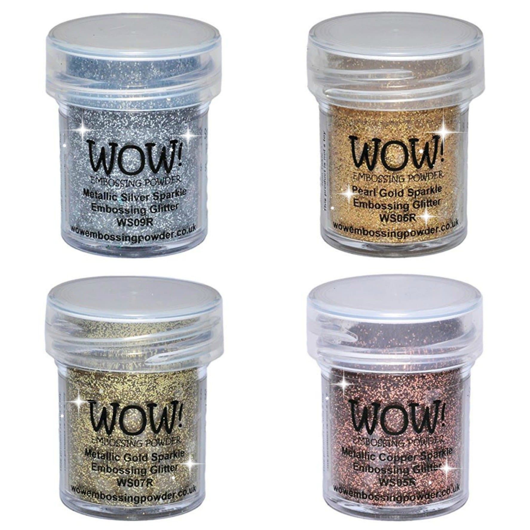 Wow! Sparkle Bundle - Embossing Powders 4 Jars: Metallic Gold, Copper, Pearl Gold, Silver