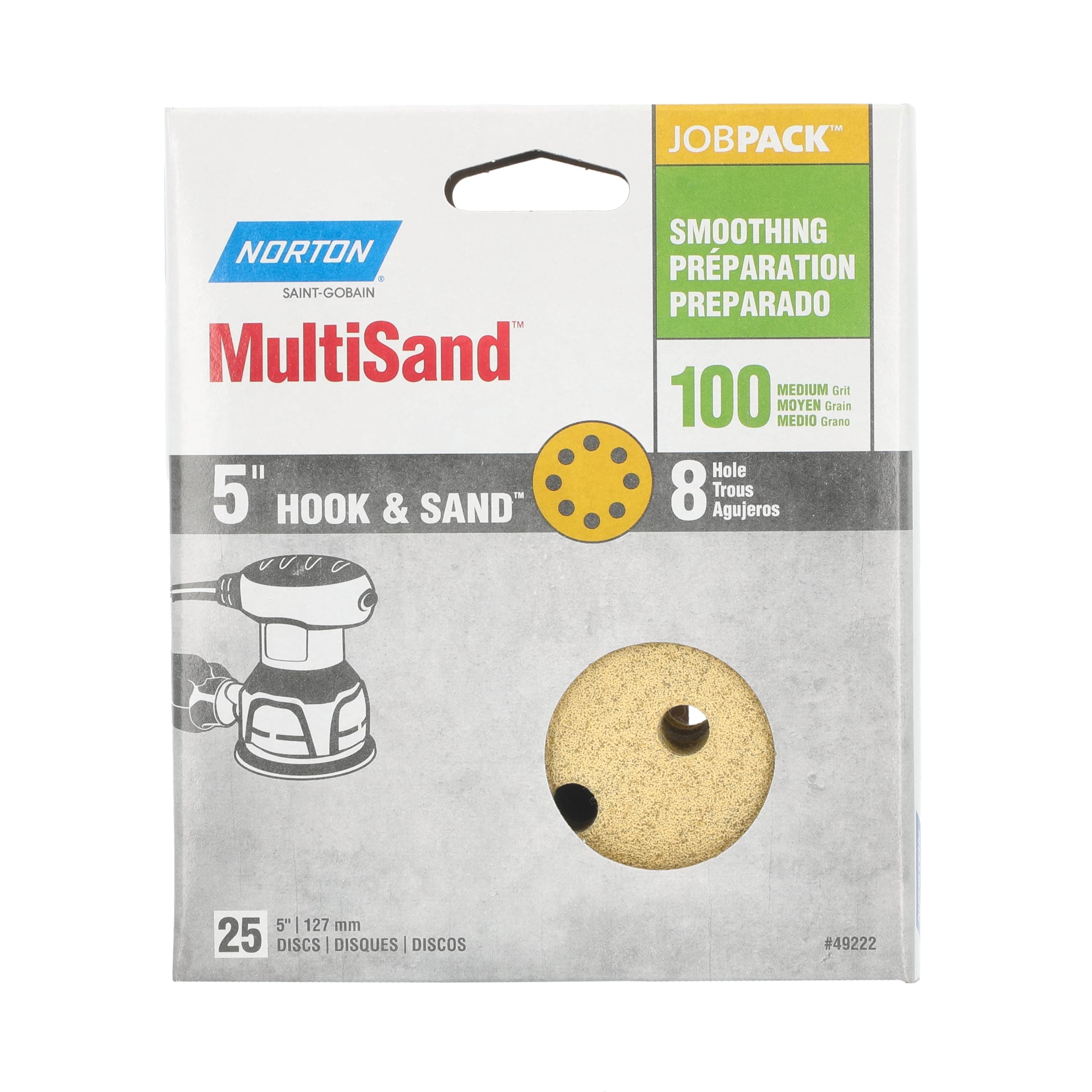MultiSand Hook and Loop Sanding Discs, Orbital Sander Sandpaper for Wood, Metal and Fiberglass, 100 Grit Sand Paper, 5 Inch Sanding Discs Hook and Loop, Pack of 25