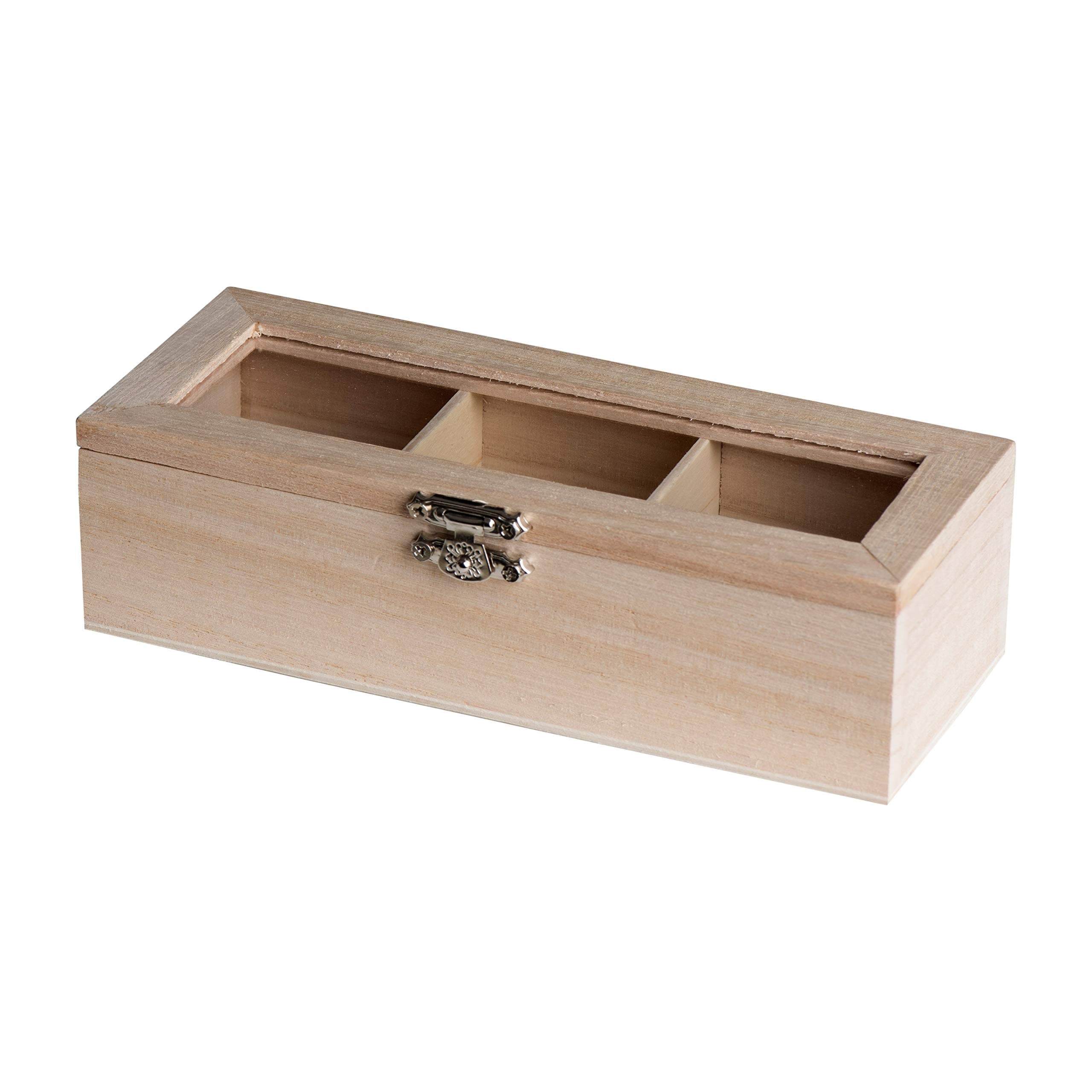 Hammont Wooden Case 3 Sectional Candy Gift Box (4 Pack)- 10.25''x3.75''x2.25'' Present Boxes and Best for Birthday, Wedding and Party Favors