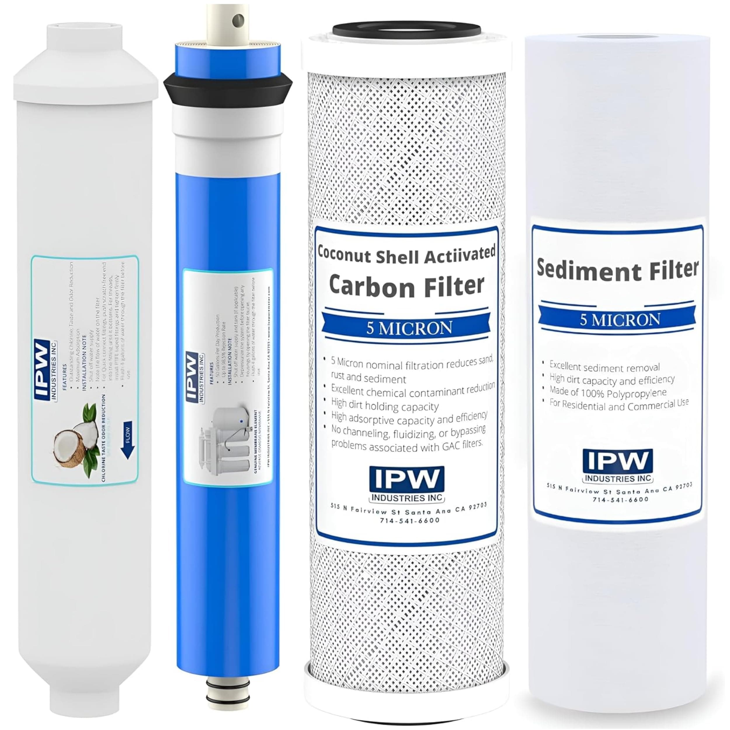 IPW Industries Universal 4-Stage Under Sink Reverse Osmosis Replacement Filter Kit | Replace Every 6-12 Months for Pure, Refreshing Water