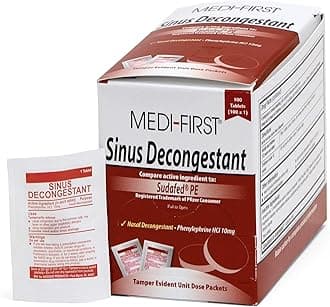 Products Medi-First 80933 Sinus Decongestant, 100-Packets of 1 (Packaging may vary), Red