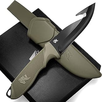 HUNTER 2 - Tactical Hunting Knife with Gut Hook - Deer SkinningKnife for Hunting - Knife Fixed Blade with Sheath - Field Dressing Knive with Gutting Hook - Survival Knife with Sheath