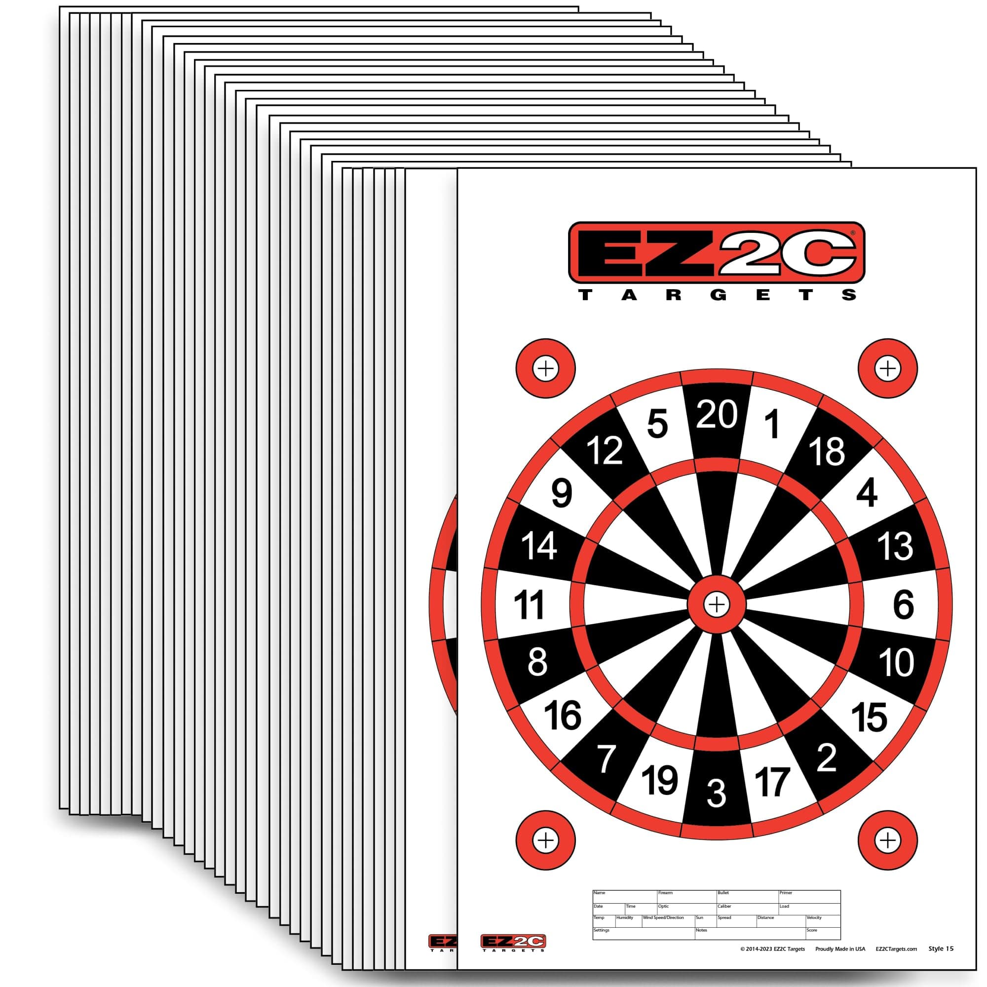 EZ2C Targets Dart Board Style 15 (25 Pack)