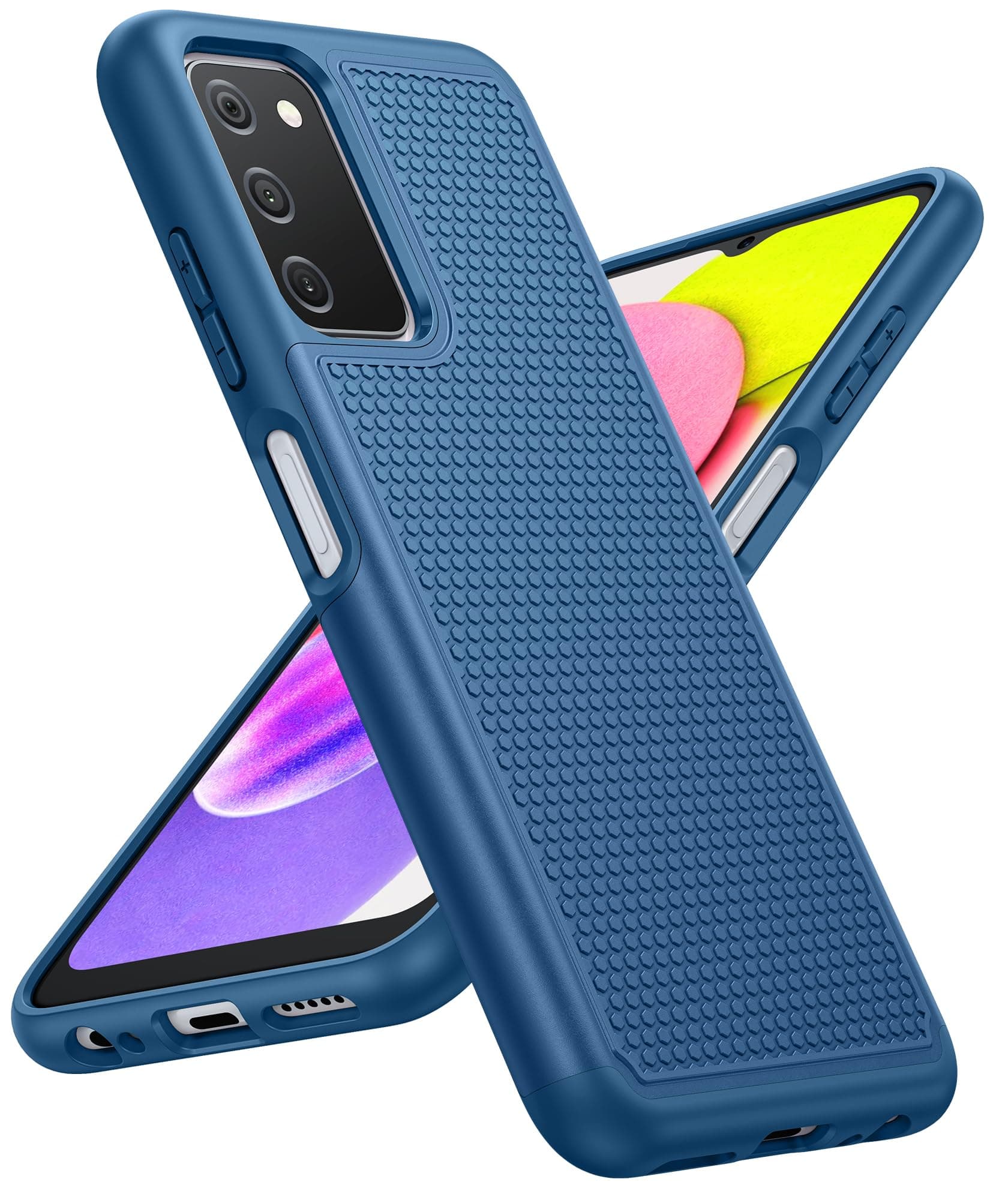 BNIUT for Samsung Galaxy A03s Case: Dual Layer Shockproof Protective Heavy Duty Cell Phone Cover Rugged with Non Slip Textured Back - Military Protection Bumper Tough - 6.5inch (Blue Navy)