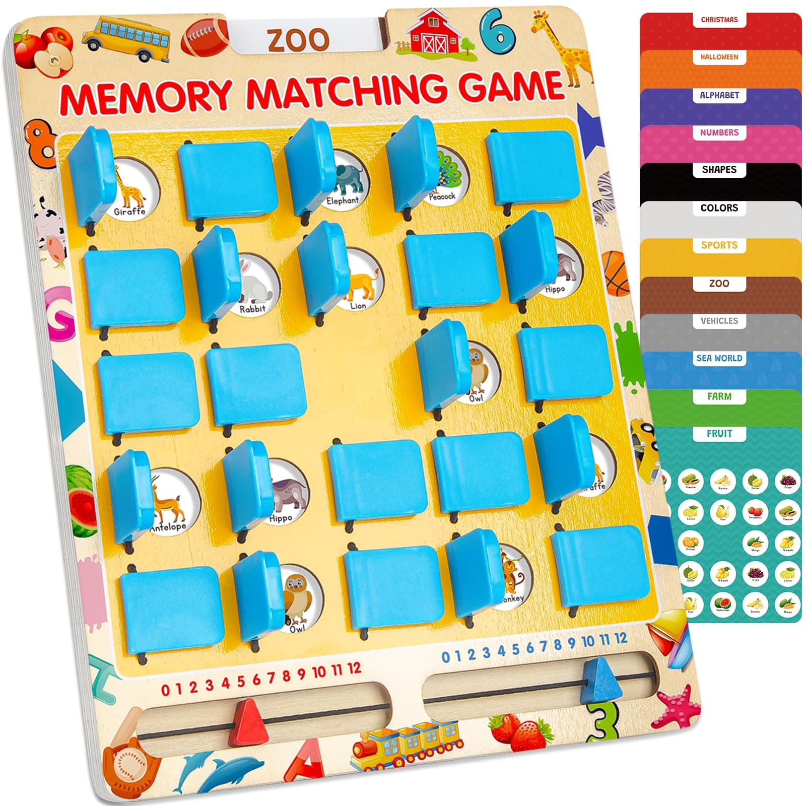 Matching Memory Game for 3 4 5 6 7 8 Year Old Boys Girls Travel Toy Wooden Board Game Road Trip Essentials for Kids Airplane Car