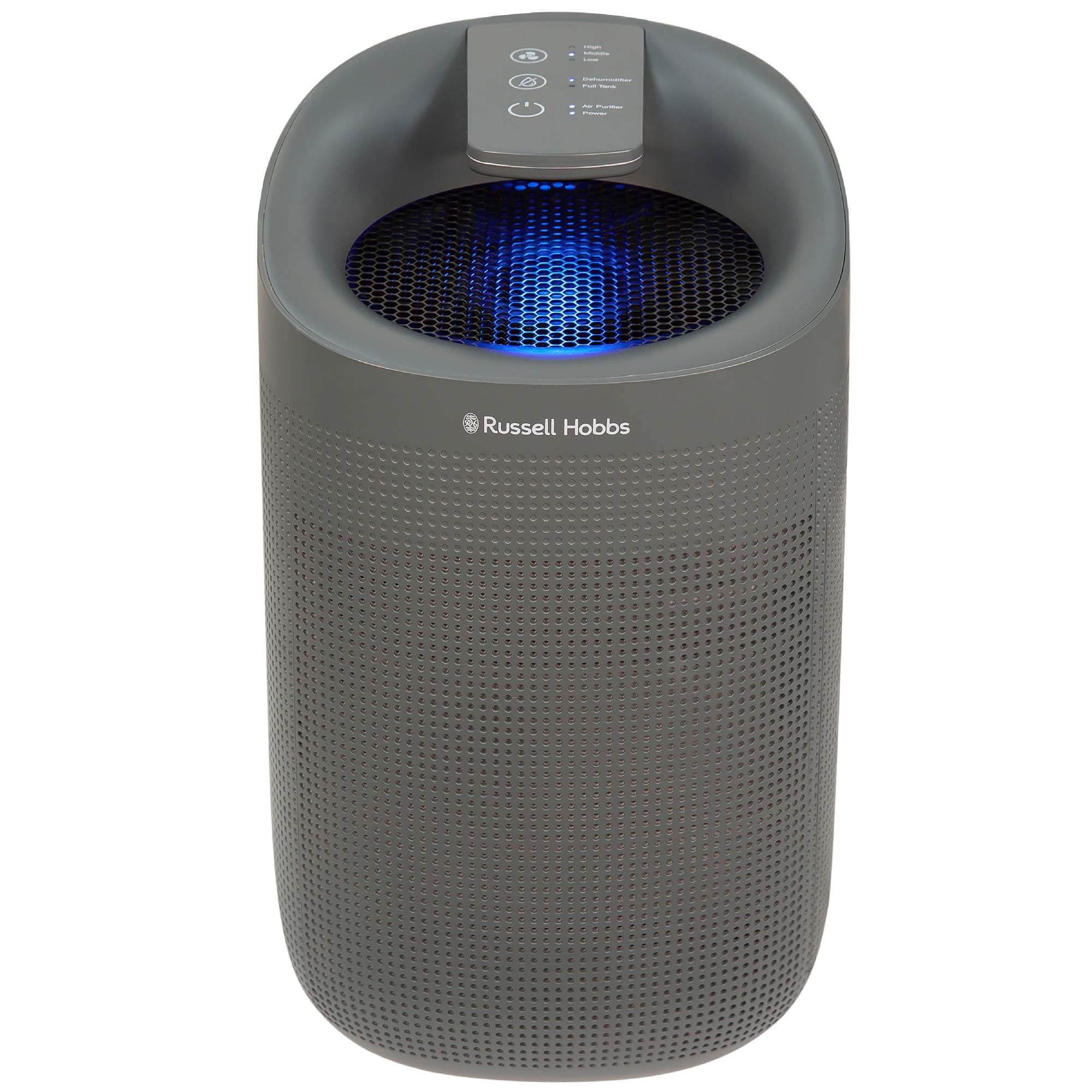 RHDH1101G Ozone Free, 750ml/day 2 in 1 Grey Dehumidifier/Air Purifier, 20m2 Room Size, LED Lighting & Captures Bacteria, for Home, Kitchen, Basement, Garage, Caravan