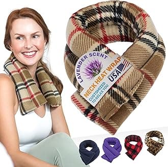 Microwave Heating Pad, Microwavable Heated Neck and Shoulder Wrap, Soothing Weighted Moist Heat or Ice Pack with Flaxseed and Lavender, 26x5 Inches, 2.5 lbs, Made in USA, London