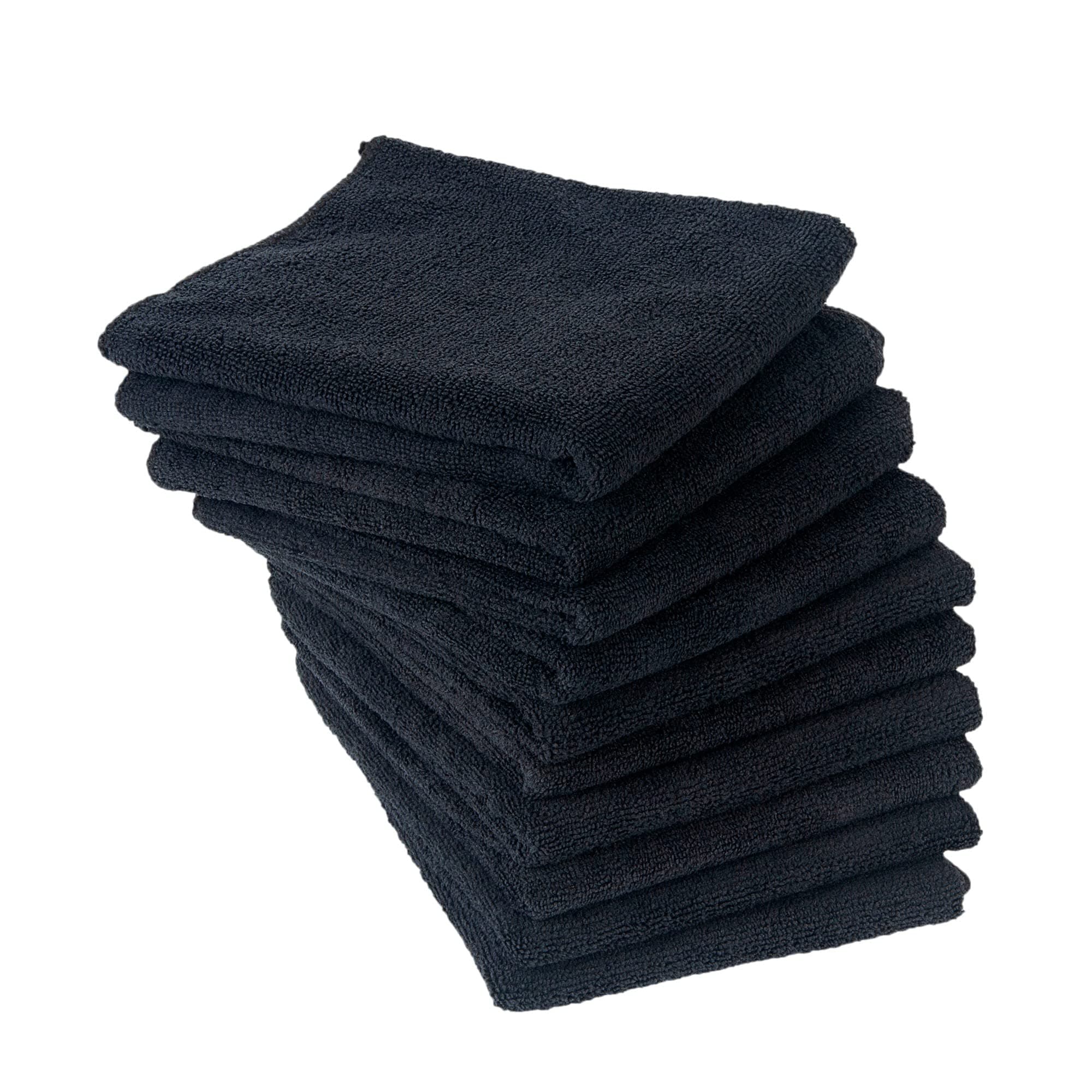 EurowMicrofiber Salon Towels – Bleachproof, Ultra Absorbent & Quick Drying – Soft, Lightweight & Durable for Hair Styling, Beauty, Barber & Spa Use, 16 x 29 Inches, 10-Pack, Black