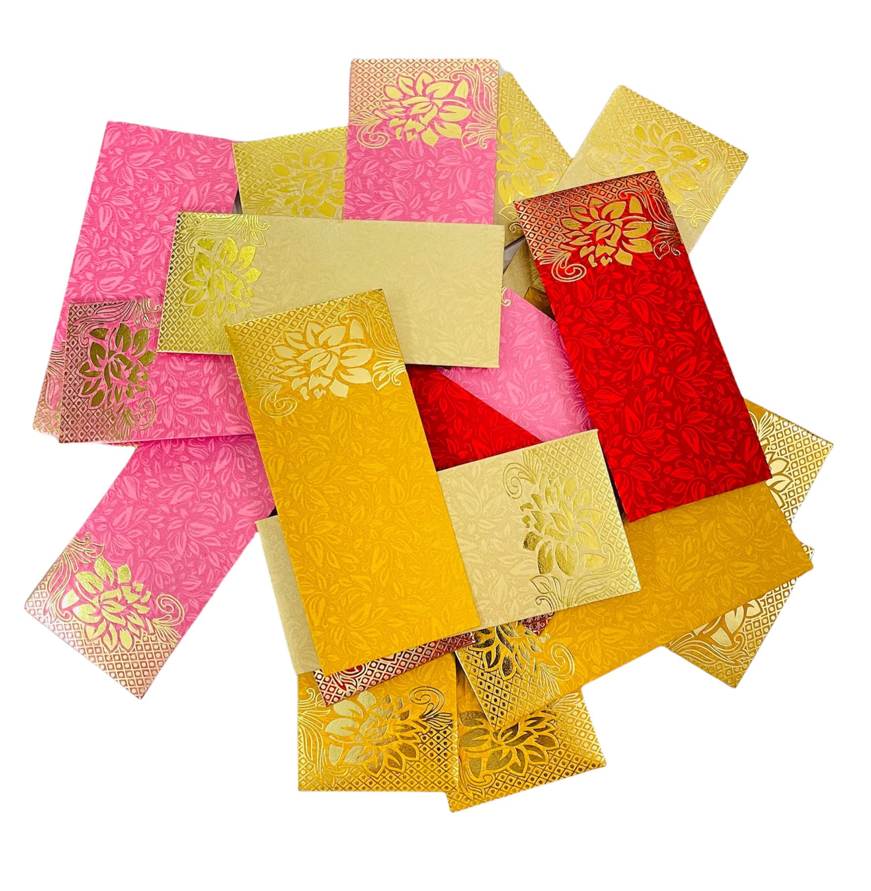 KRIWIN Pack of 80 Shagun Rectangle Shape Sagan Gift Envelopes for Weddings, Birthdays, Baby Shower, Anniversary (Pink, Mustard, Red & Beige)