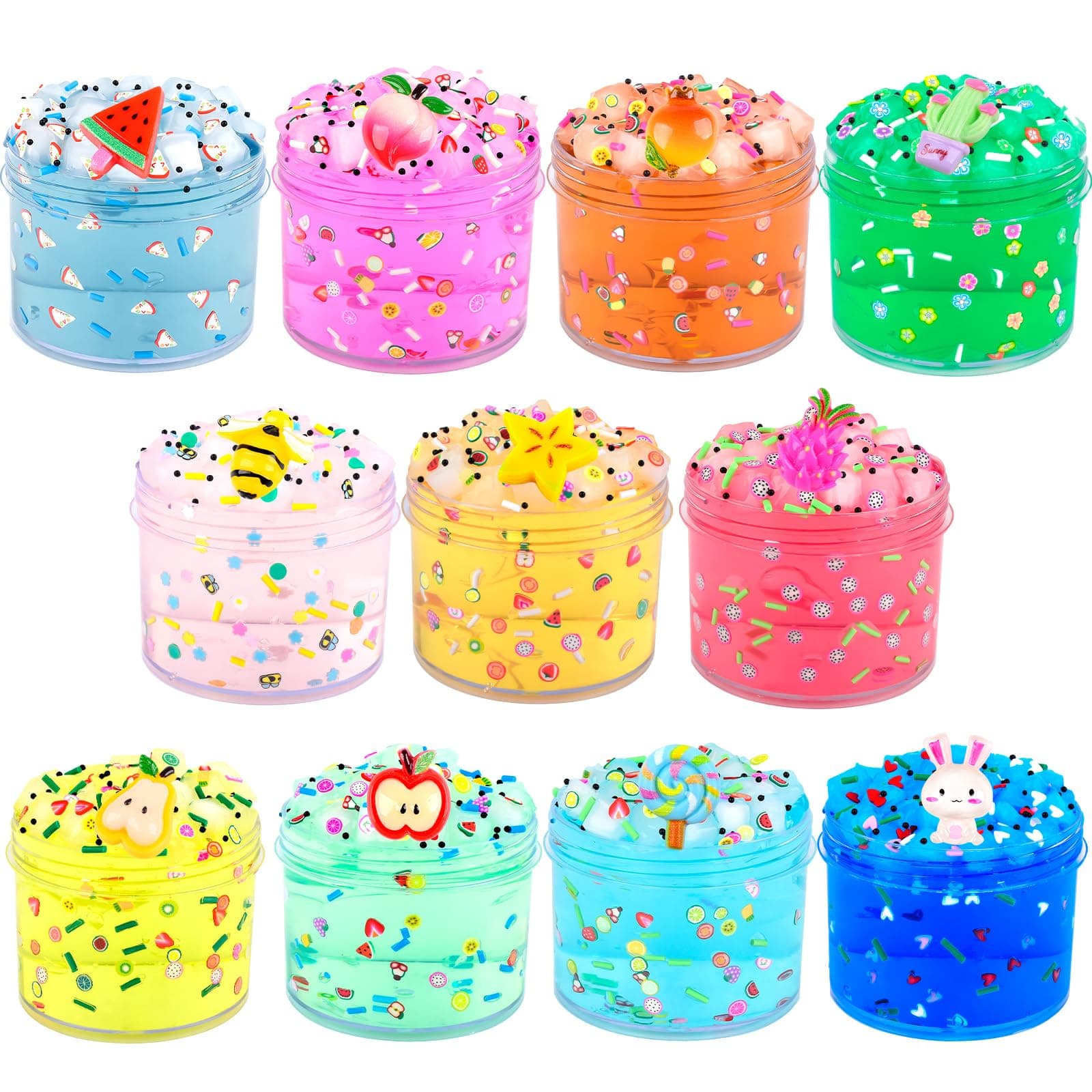 11 Pack Clear Slime kit, Soft and Glossy Crystal Slime Pack, Jelly Cube Slimes for Kids Birthday Party Favor, Easter Basket Stuffers, School Rewards and Holiday Supplies