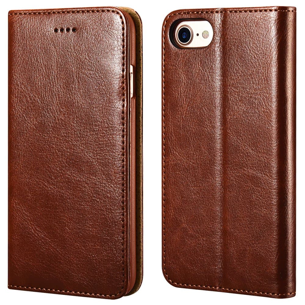 ICARERCASE iPhone SE(2022)/ iPhone SE(2020)/ iPhone 8/7 Case with Card Holder, Premium Leather Wallet Case with Flip Card Slots, Kickstand & Magnetic Closure for iPhone SE 2nd&3rd, iPhone 8&7(Brown)
