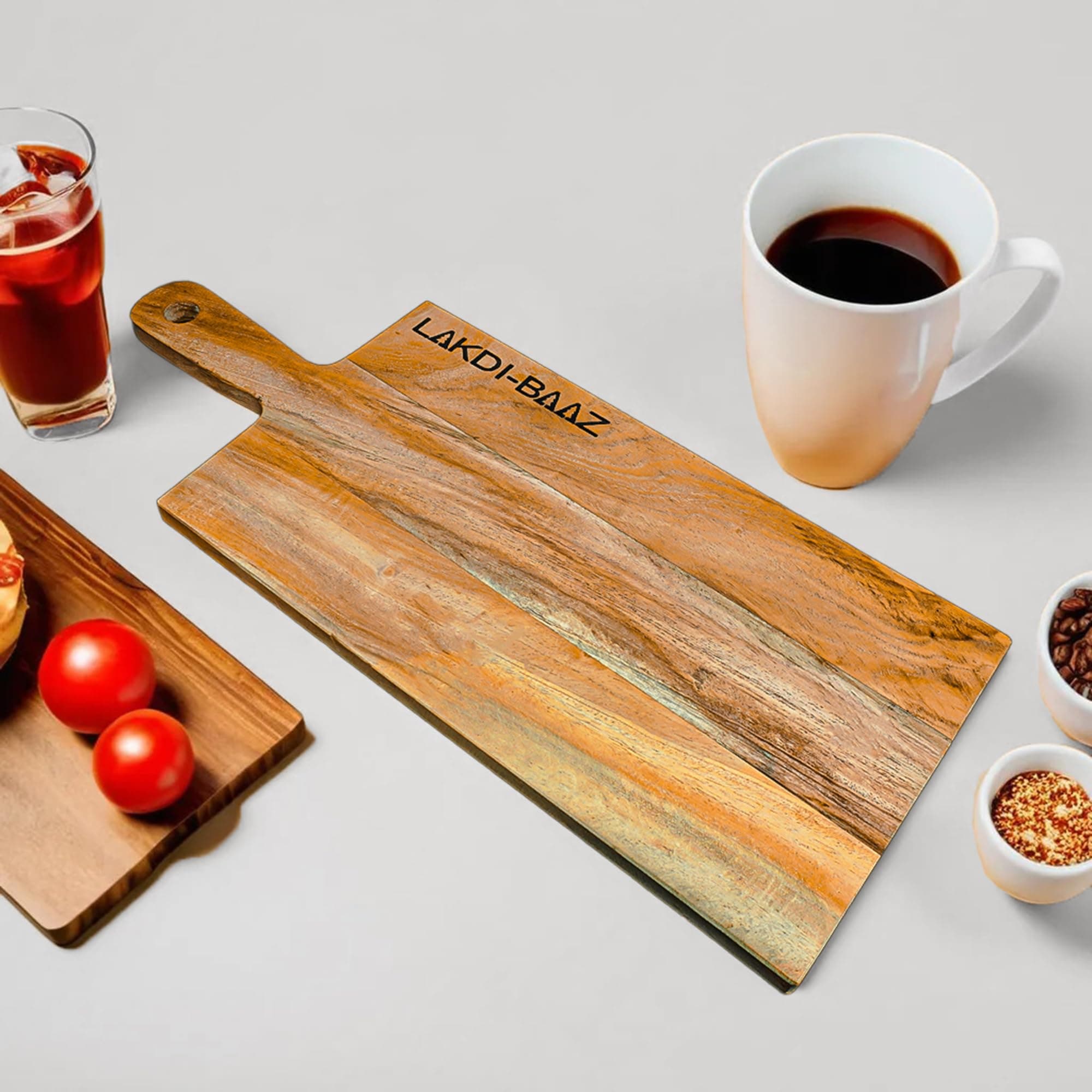 Lakdi-Baaz Solid Wood Square Cutting Board | Premium Chopping Board & Wooden Serving Platter Tray