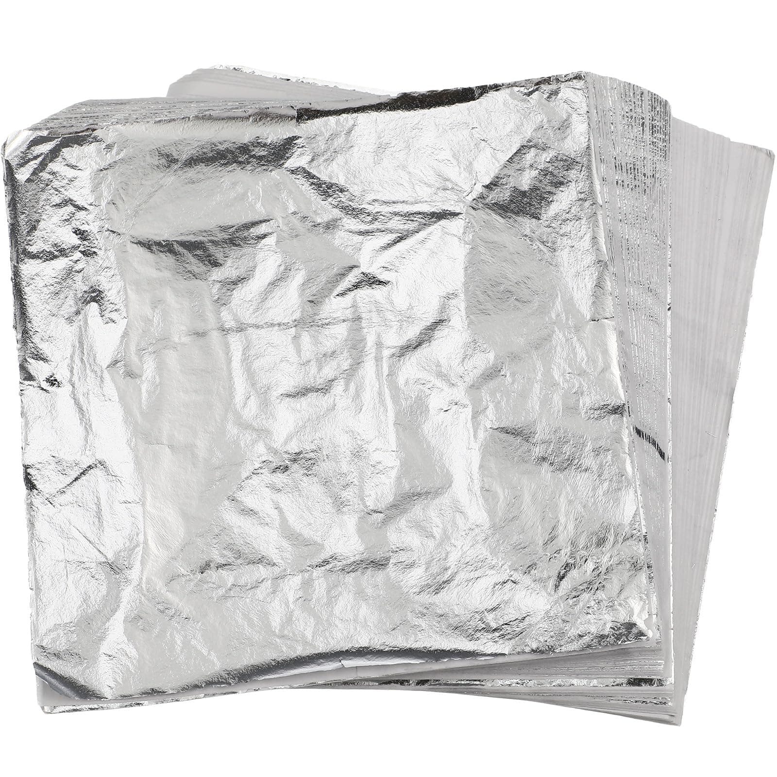 Qilery 500 Pcs Silver Leaf Sheets Gilding Thin Foil Paper for Crafts Imitation Metallic Silver Foil Flakes for Home Project Furniture Decoration Painting, 5.5 x 5.5 Inches