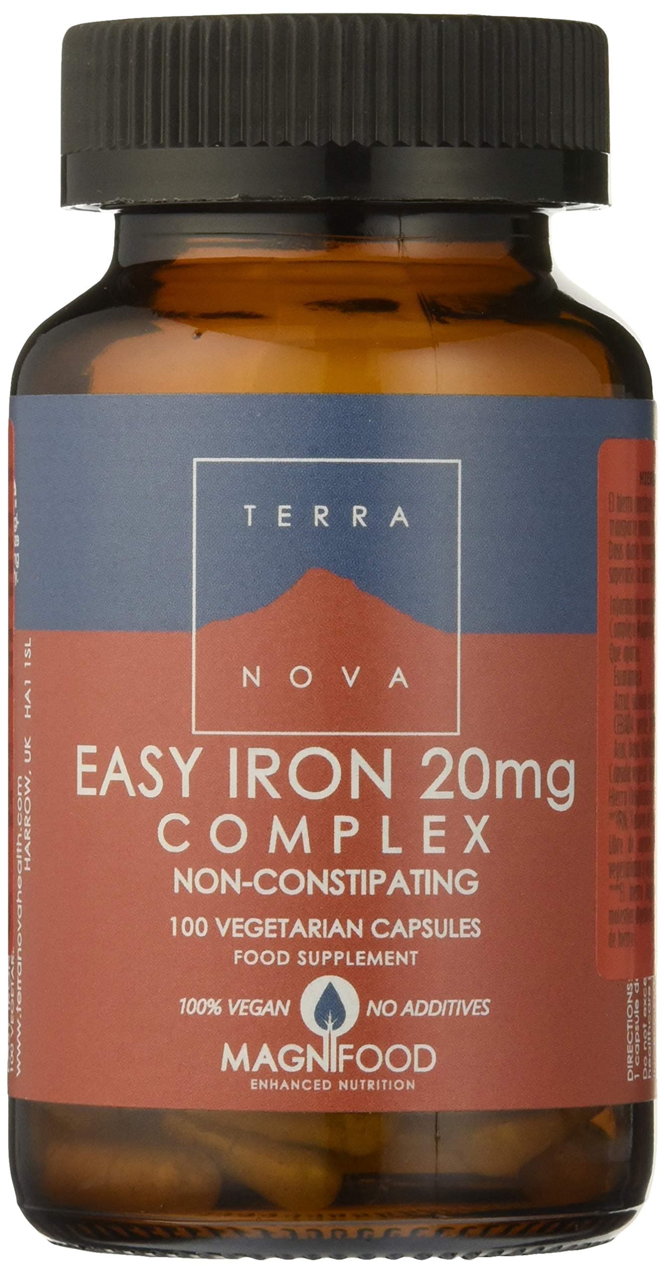 Terranova Easy Iron 20mg Complex Non Constipating 100 Veg Capsules