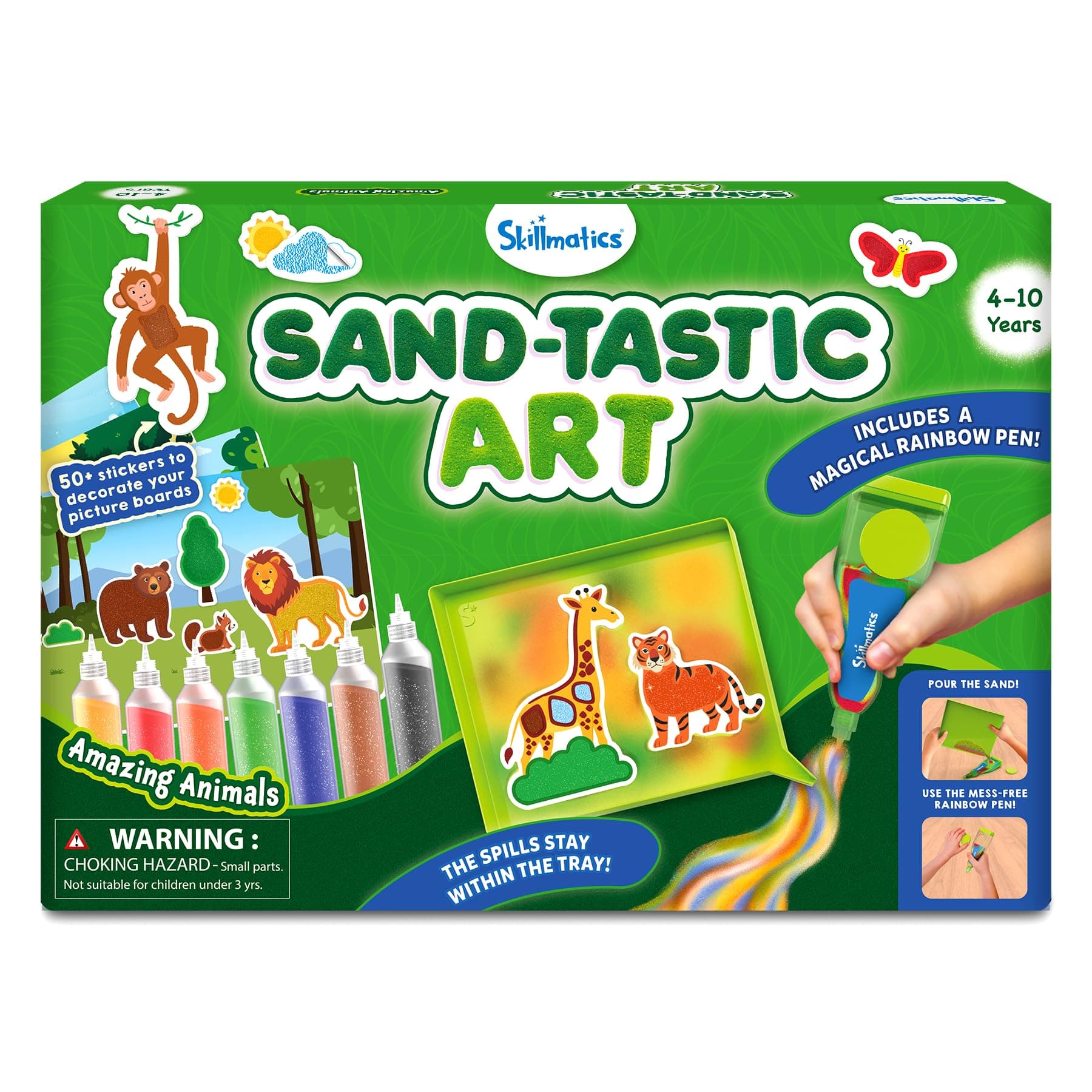 Skillmatics Sand Art Activity - Mess-Controlled DIY Animal Craft Kit with 50+ Colourful Stickers, Creative Arts & Crafts for Kids, Fun Hands-On Activity, Gifts for Ages 4, 5, 6, 7, 8, 9, 10
