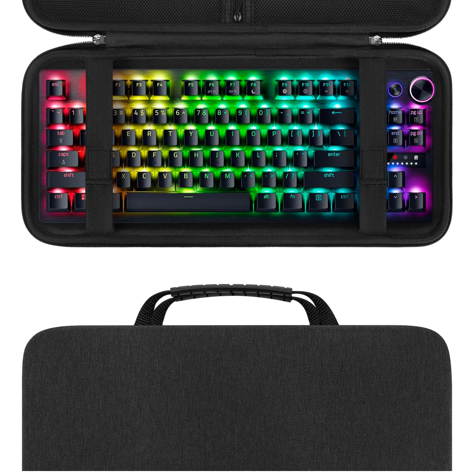 LinkideaHard Travel Case for TKL Tenkeyless Keyboard, Computer 87 Key Wireless/Wired Keyboard Carrying Case Protective Storage Box Bag, Compatible with Razer Huntsman V2 TKL Tenkeyless Keyboard