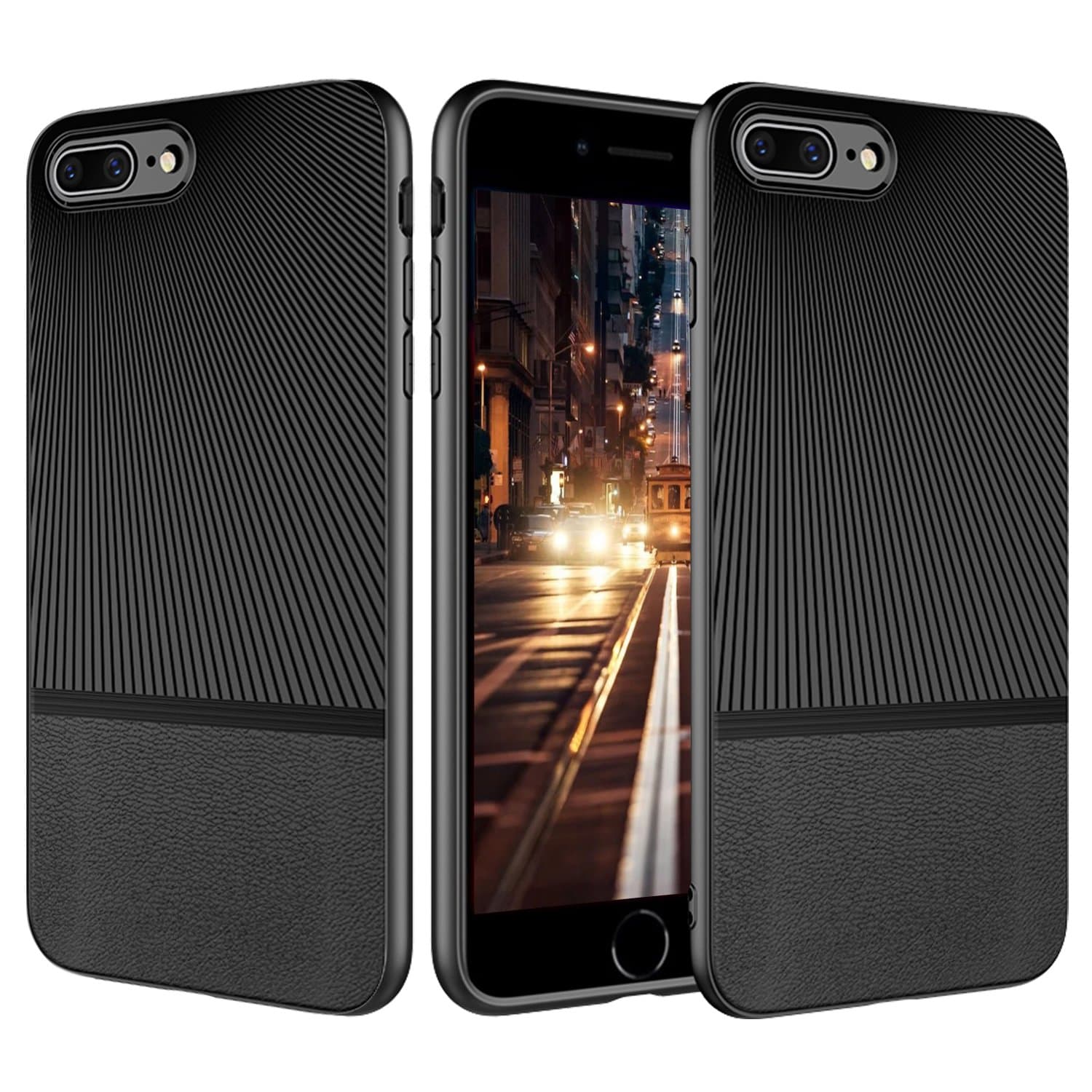 iPhone 7 Plus Case, iPhone 8 Plus Case [Support Wireless Charging] Amextrian Thin Fit Slim Soft TPU [Shock Absorption] Protective Cover for iPhone 7 Plus/8 Plus - Black