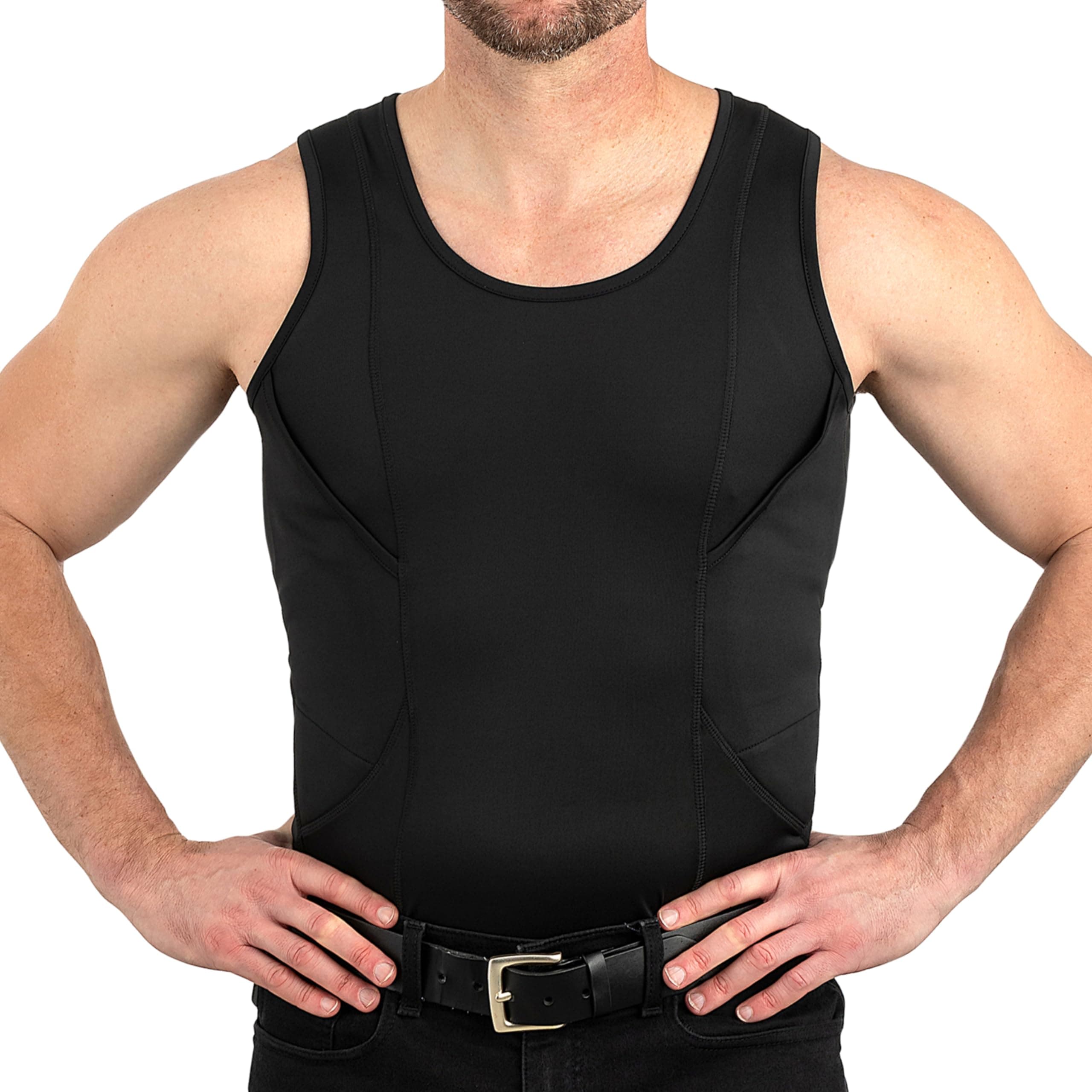 Concealed Carry Holster Tank Top | Quick Access Open Pocket with Large Storage | Mens Tank Top