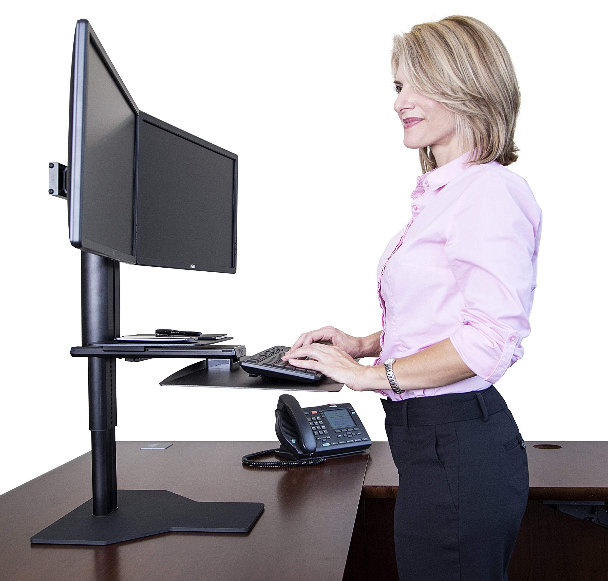 Uprite Ergo Sit Stand Desk, Sit2Stand Desktop Height Adjustable Workstation - Dual Monitor