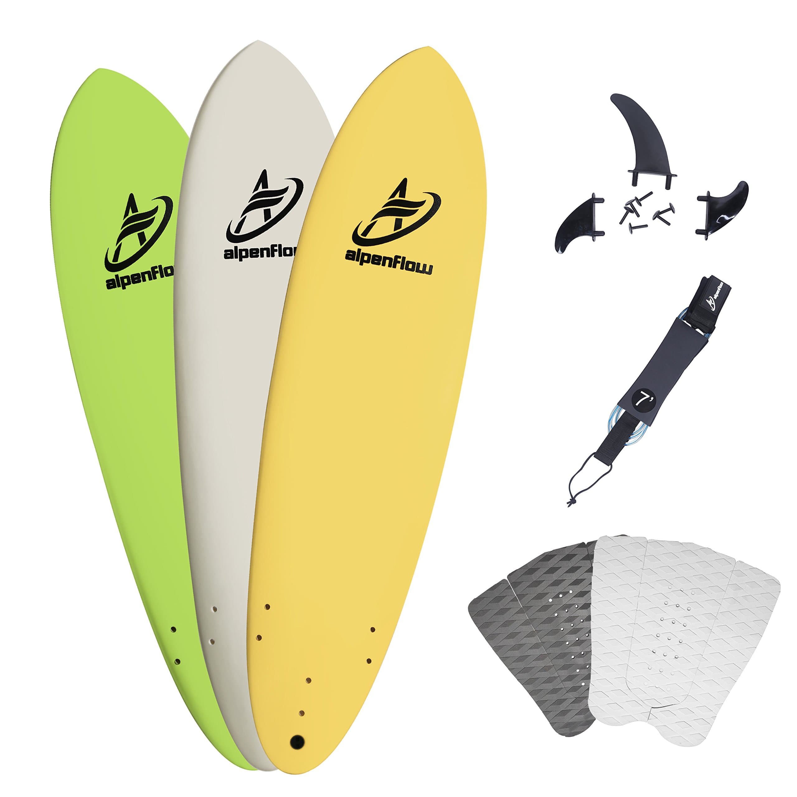 7' Foam Surfboard 7ft Soft Top Surf Board High Performance Foamie Softboard Funboard with Leash Fins and Traction Pad