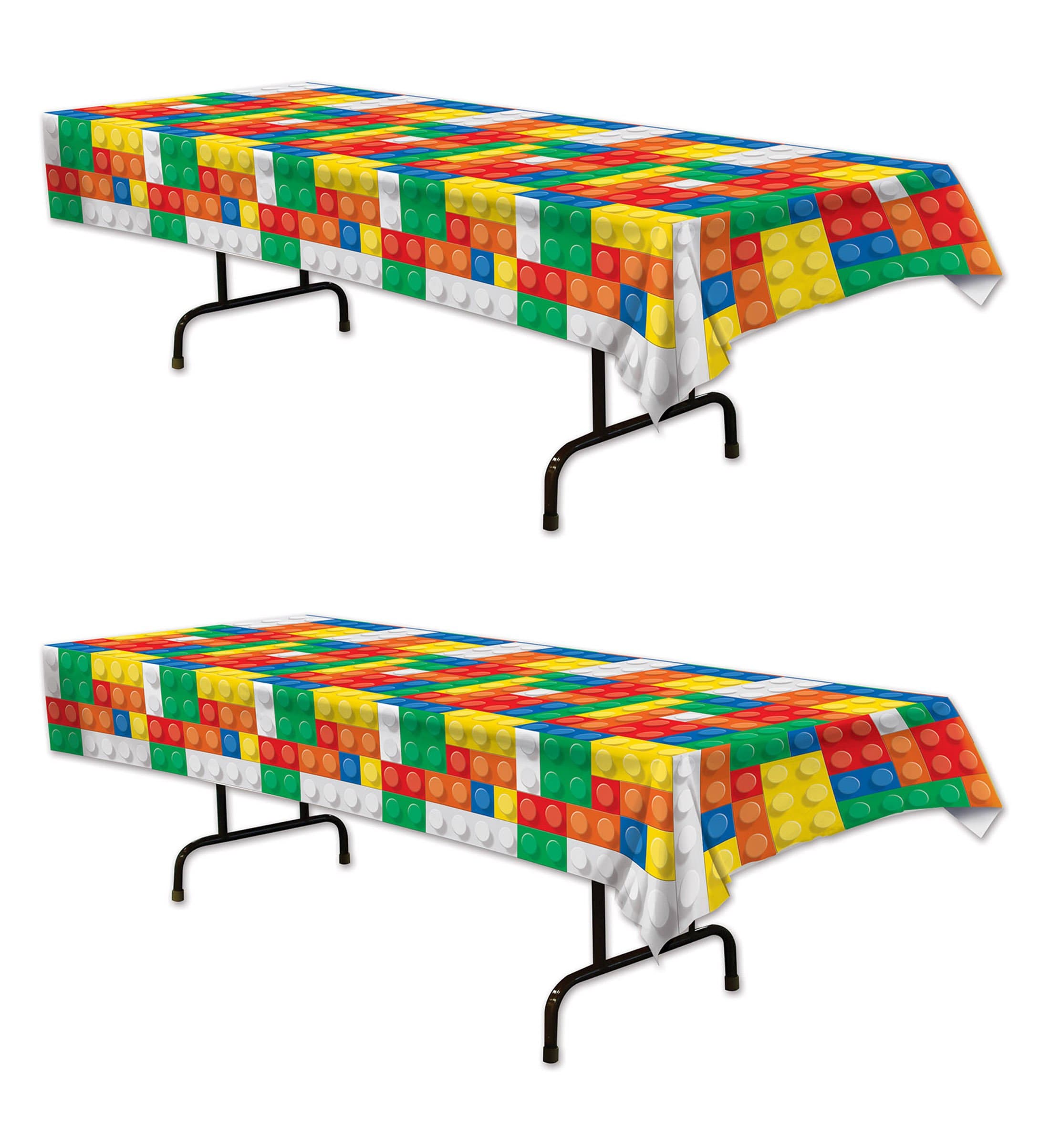 Beistle 54947 2 Piece Building Blocks Table Covers, 54" x 108", Multicolor