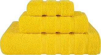 American Soft Linen Premium 3 Piece Towel Set, 1 Bath Towel 1 Hand Towel 1 Washcloth, 100% Cotton Turkish Towels for Bathroom, Yellow Towel Set