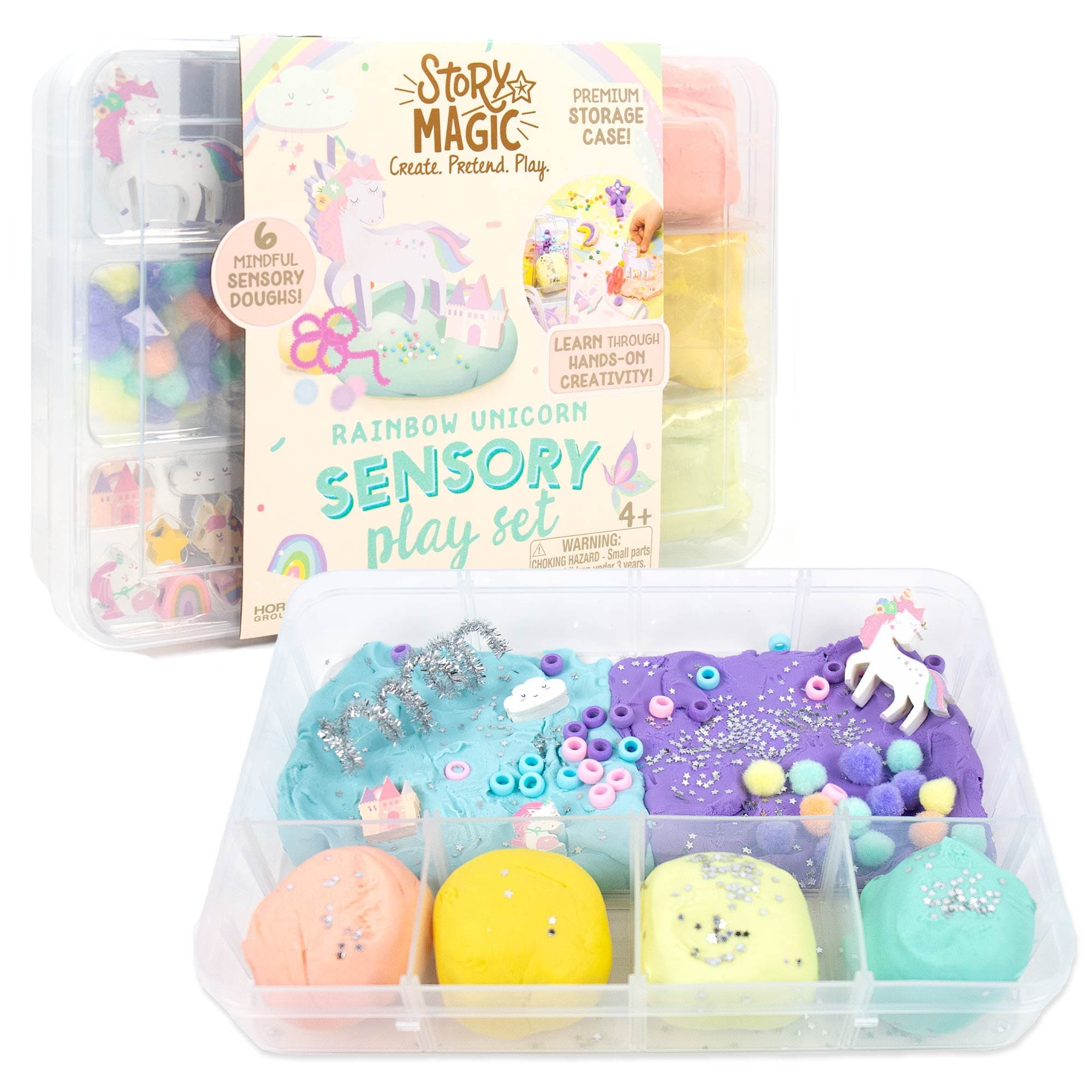 Rainbow Unicorn Sensory Play Set, Build Cognitive Development and Fine Motor Skills, Tactile Activities for On The Go, Sensory Toys for Preschoolers and Kids Ages 4, 5, 6, 7, 8