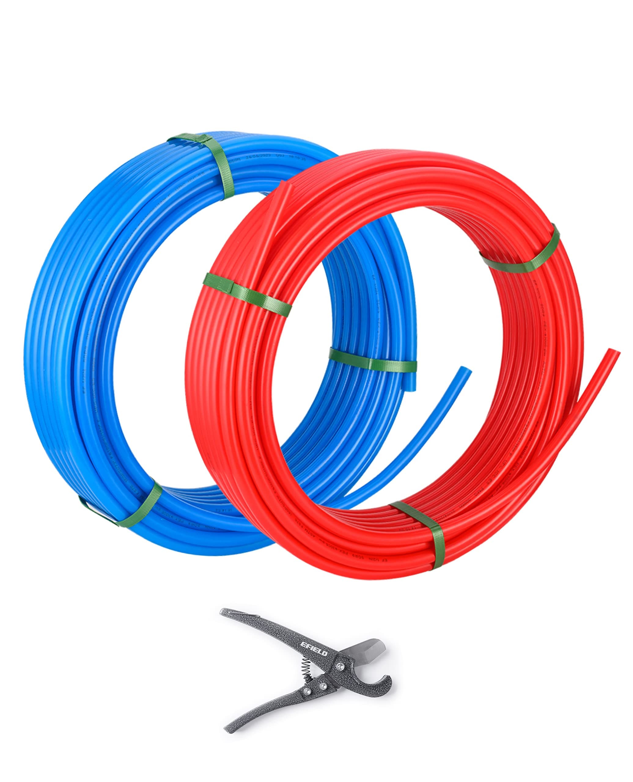 EFIELD Pex A Tubing, 1/2 inch 2 x100 ft (200 ft) Length for Potable Water-for Hot/Cold Water-Plumbing Applications With Pipe Cutter,(XRB100)