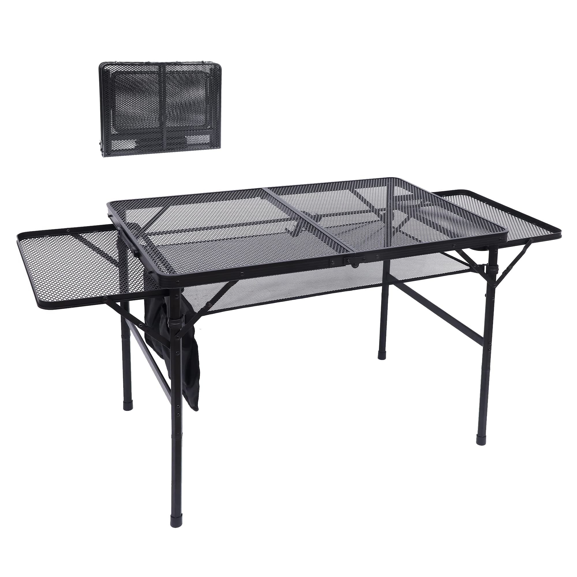 Nice C Folding Grill Table, Camping Table, Tailgate Tables, Grill Tables, Outdoor, Metal Folding Adjustable Height&Width, Mesh Net, Carry Handle