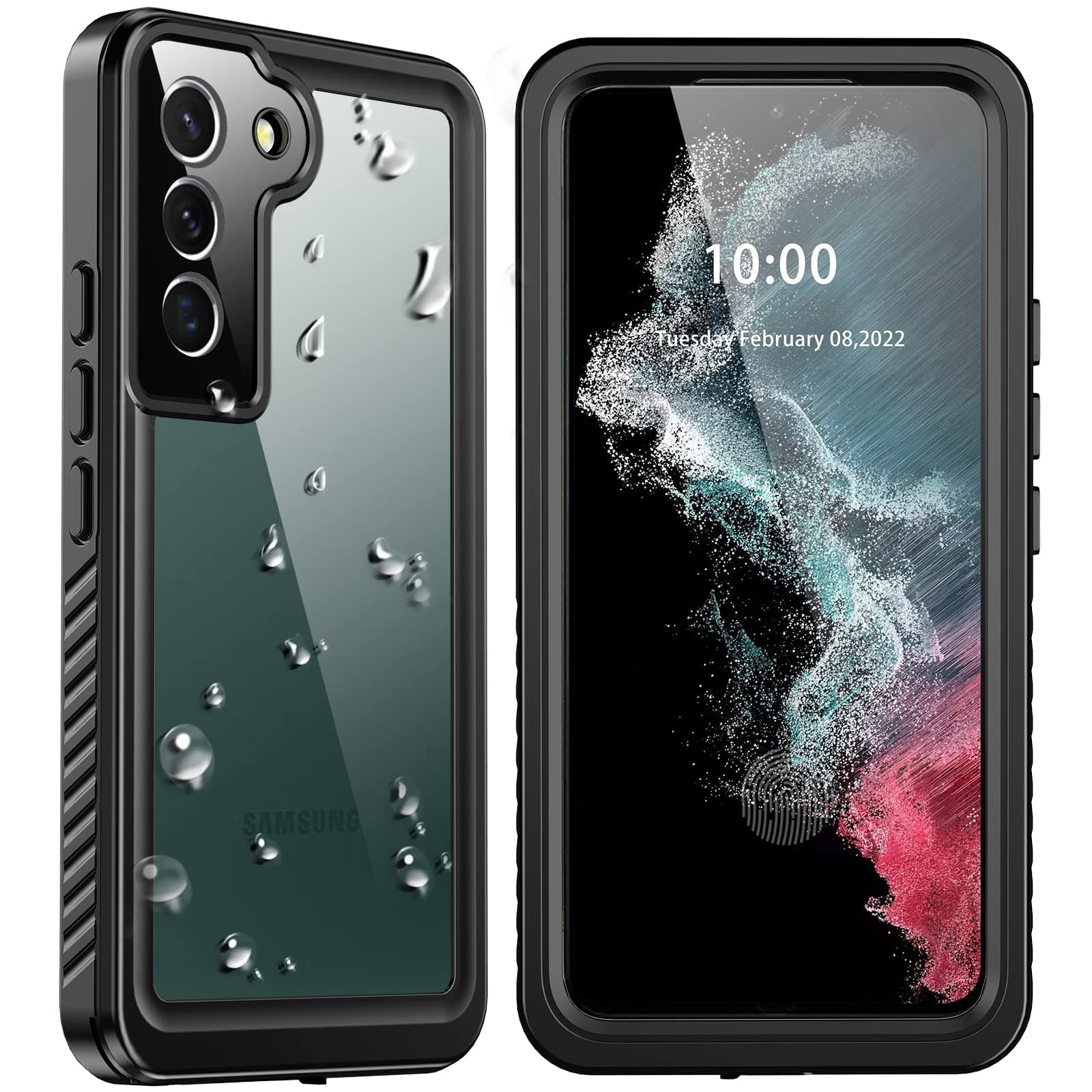 Designed for Galaxy S22 Case with Screen Protector, S22 Case Waterproof Shockproof Full Body Heavy Duty Protective Case for S22 5G (2022) Black/Clear