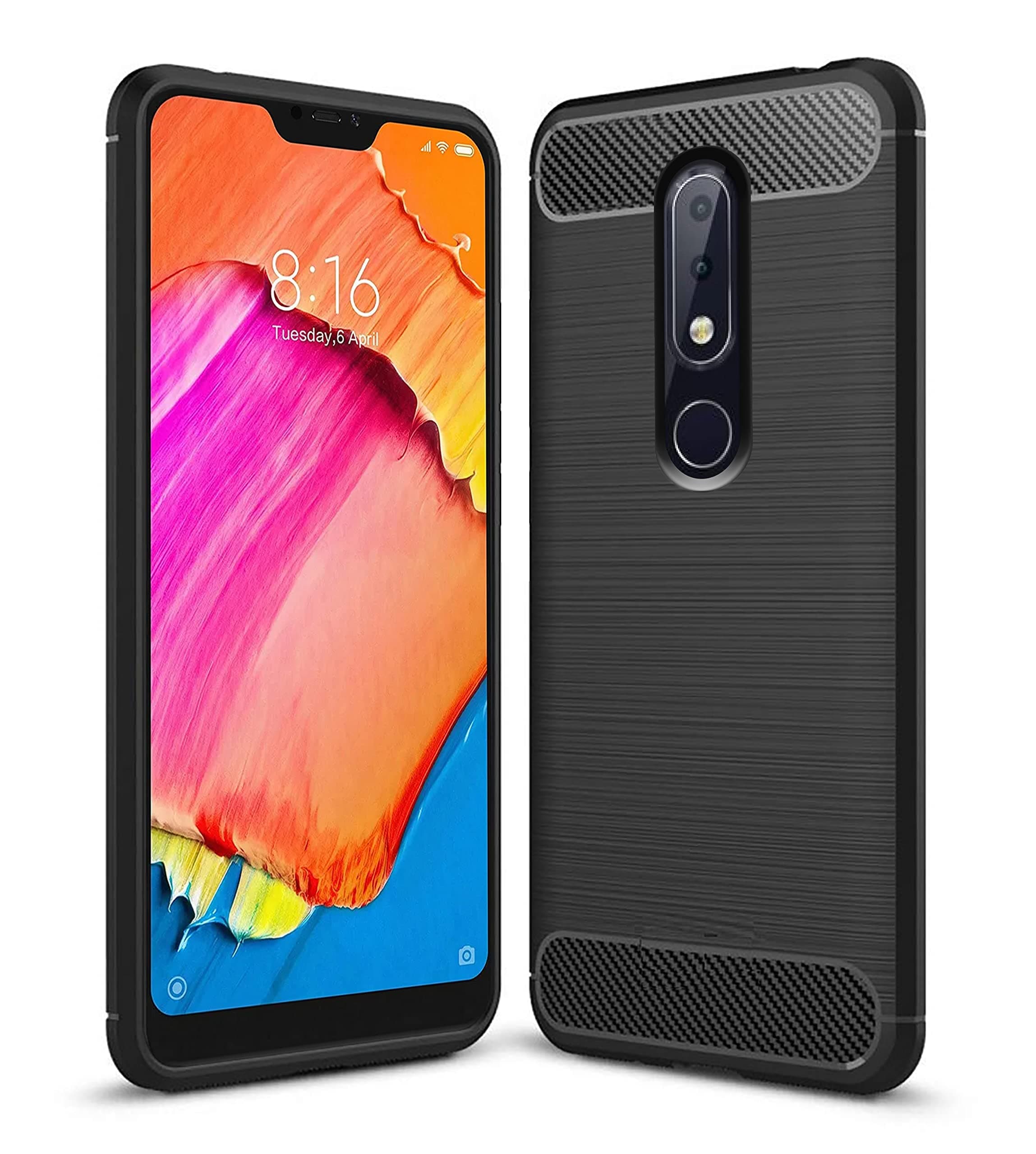 Amazon Brand - Solimo Soft & Flexible Hybrid Back Phone Case for Nokia 6.1 Plus (Black)