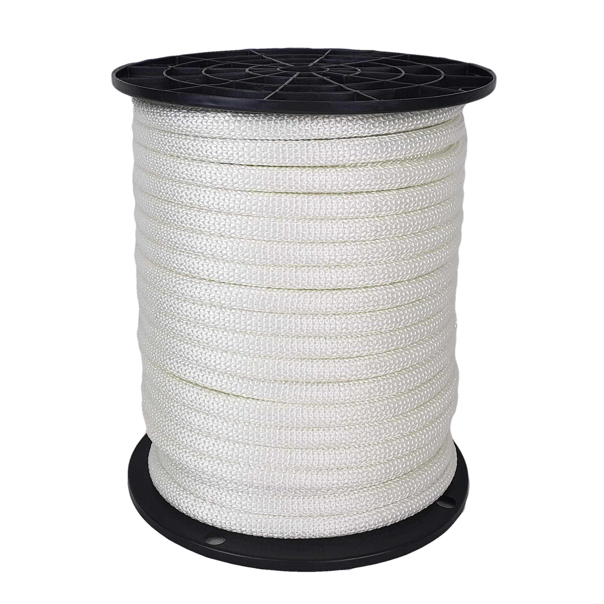 QNR 1/4" Flagpole Rope with Steel Wire Core, 100 ft Spool, Solid Braid Polyester Halyard, UV Resistant Anti Theft