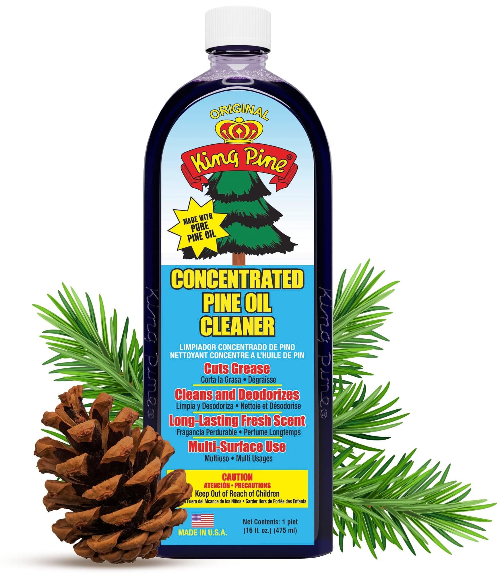 King Pine Concentrated Pine Oil Multi-Surface Cleaner Industrial Strength, Original Black, 16 Fl Oz