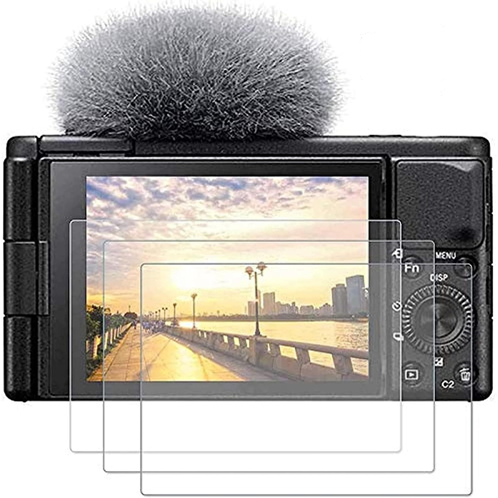 3 Packs Tempered Glass Screen Protector Compatible for Sony ZV-E10 ZV-1 ZV-1M2 ZV1M2 ZVE10 ZV1 ZV-1F ZV1F Cover,0.3mm 9H Hardness Tempered Glass Flim Against[Not Fit for ZV-E10II]