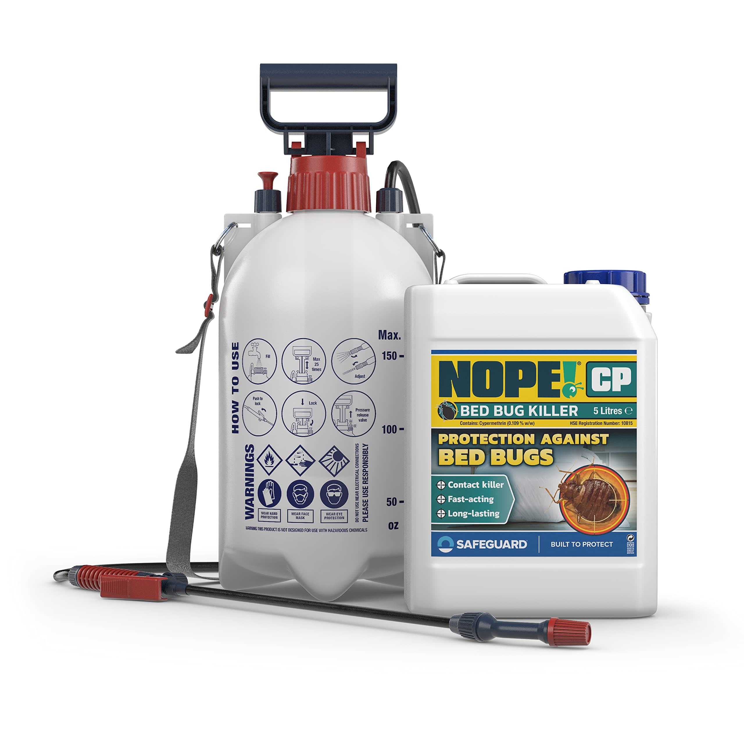 NOPE! CP Bed Bug Killer Spray - Odourless & Non-Staining, Extended Residual Kill up to 3 Months for mattress, bed frames, furniture (5 L & Sprayer)