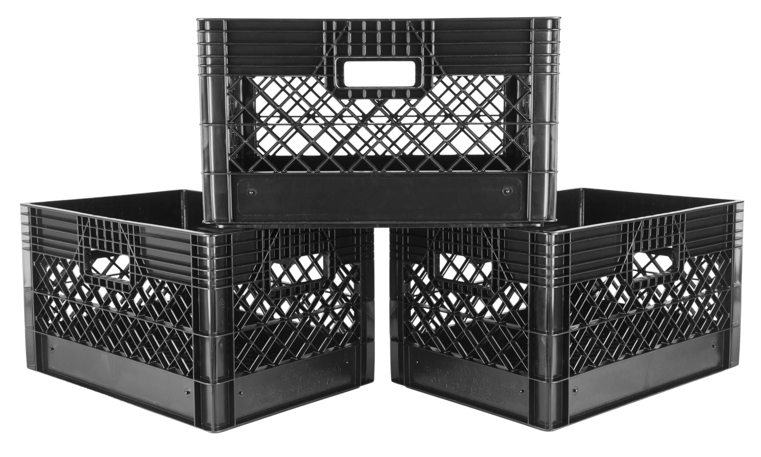Hudson Exchange 19 x 13 x 11" (24 Quart, 3 Pack) Mesh Commercial Grade Milk Crate Handled Storage Container Tote, Black
