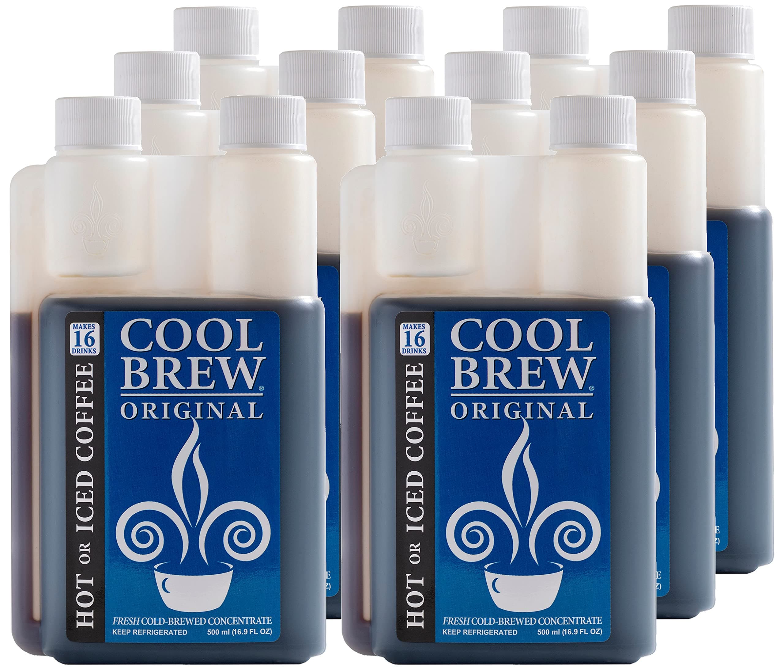 CoolBrew Original 6 Pack - 16 DRINKS PER BOTTLE - Fresh Cold Brew Liquid Concentrate - For Iced or Hot Coffee, Unsweetened, No Preservatives