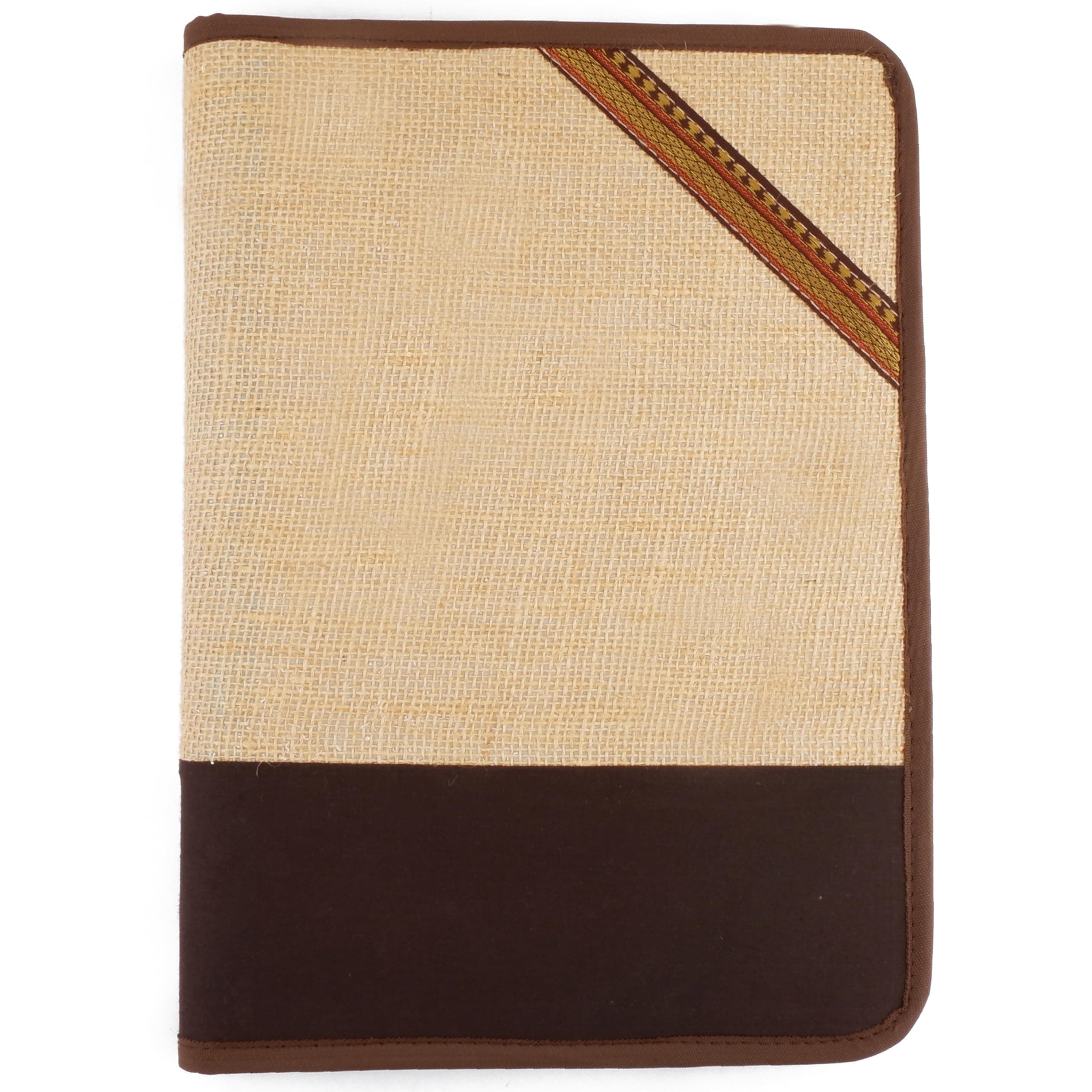 A4 Jute Professional File Folder Document Zipper Organizer for Corporate Meetings, Interview Portfolio, Certificates, Document Holder, Jute Conference File Folder (Brown)