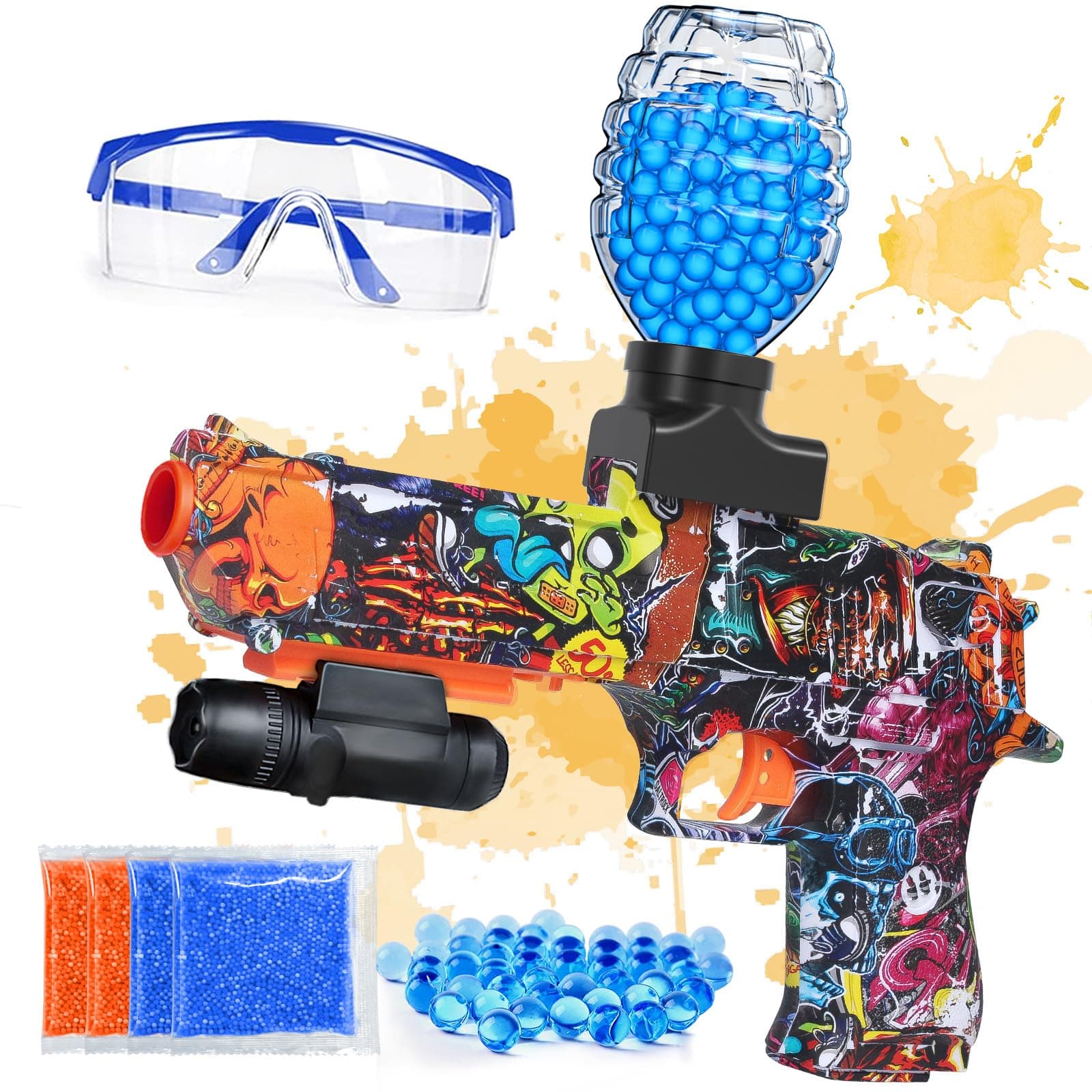 Automatic Gel Ball Blaster, Light Waterproof Splatter Ball Blaster Gelfire Toy with Gel Rounds, Sight & Eyewear for Orby Outdoor Shooting Game Party Gift Ages 14 & Up - Love