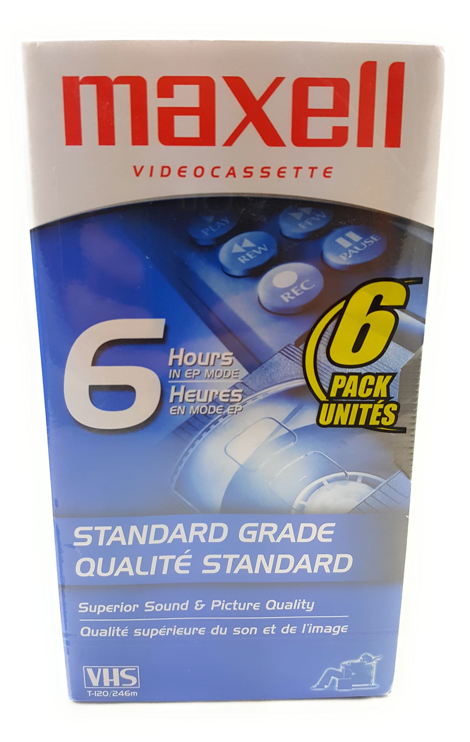 STD T-120 VHS Standard Grade Videotape, 6 Pack