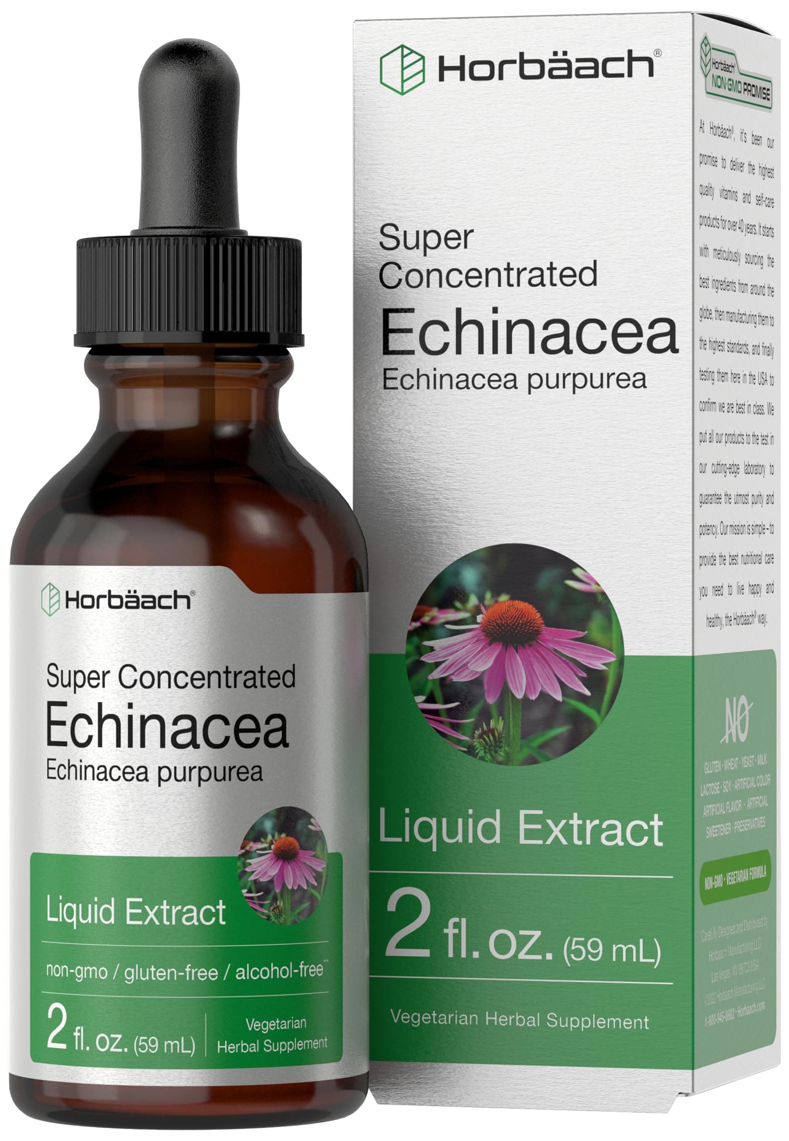 Echinacea Liquid Extract | 2 fl oz | Super Concentrated Drops | Alcohol Free, Vegetarian, Non-GMO, and Gluten Free | by