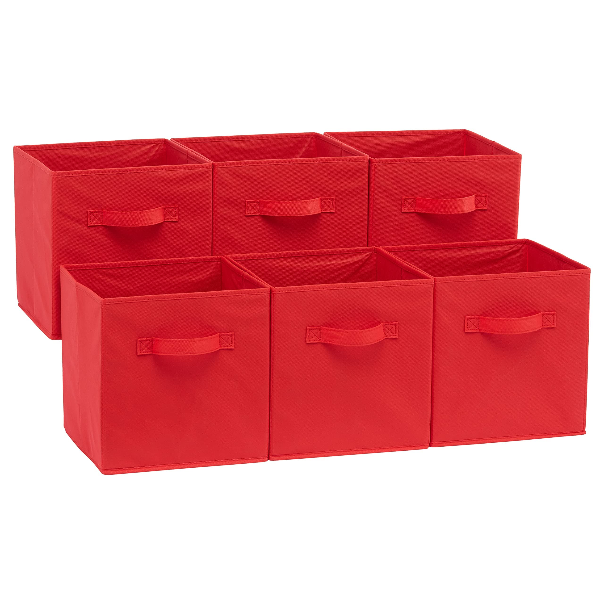 Amazon Basics Foldable Storage Cubes, 6-Pack, Red, 26.6 x 26.6 x 27.9 cm