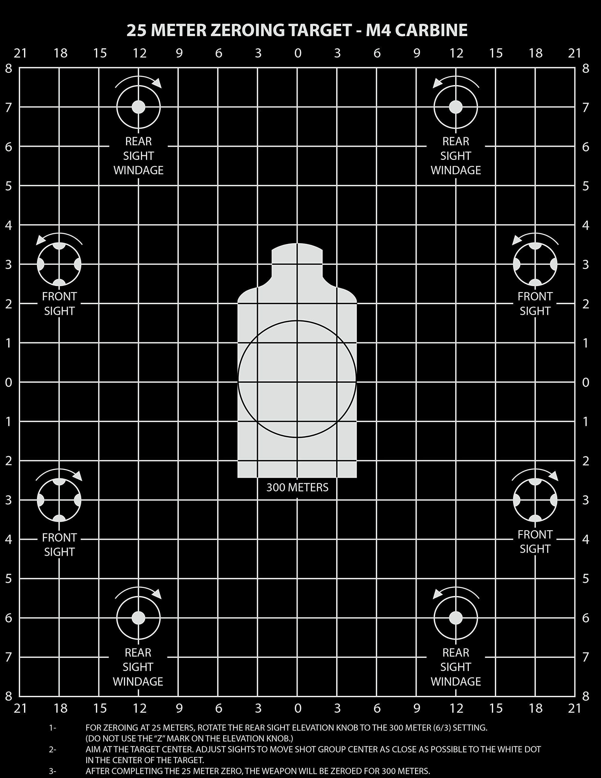 M4 Carbine 25 Meter Zeroing Target on EZ Peel Notepad