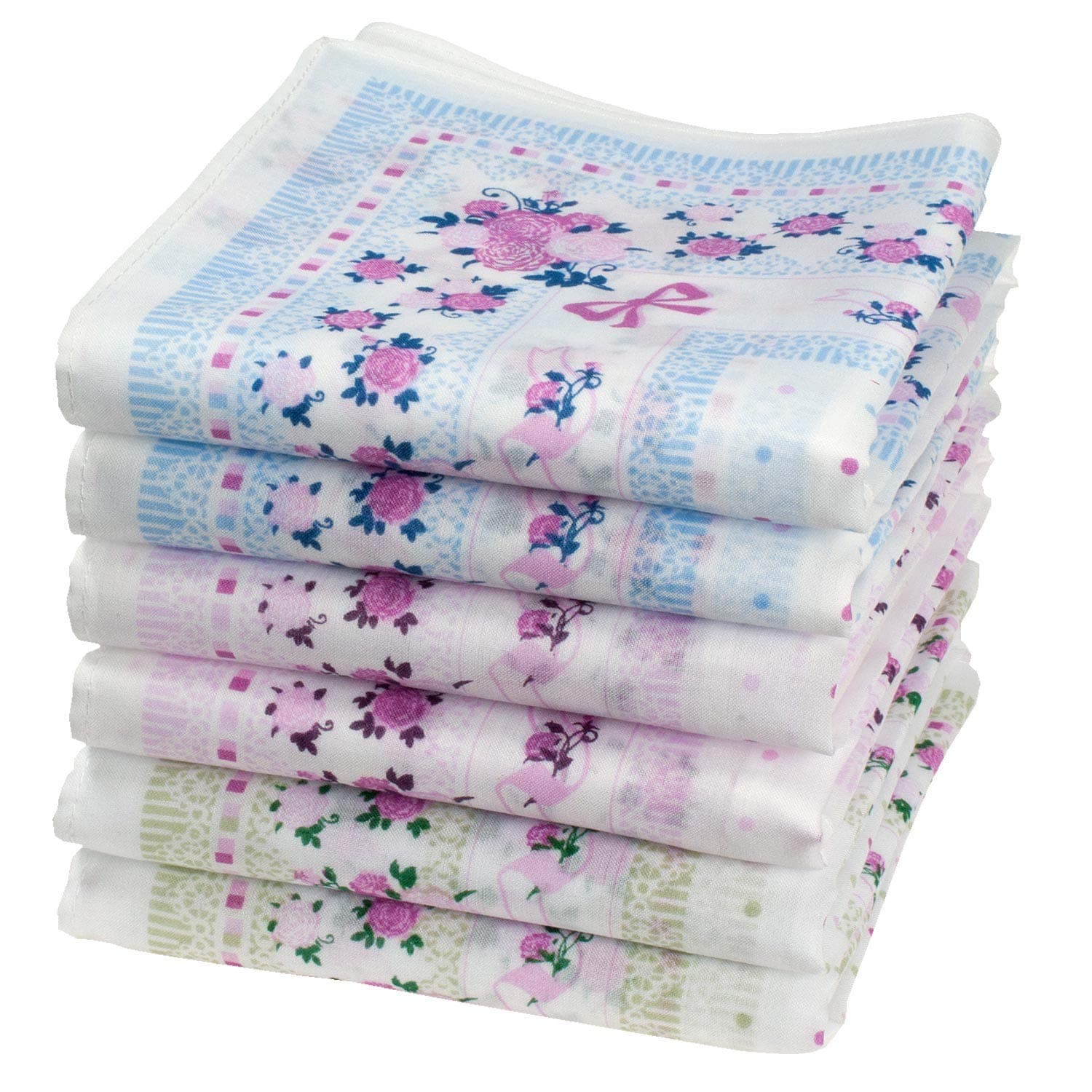 ‘Leslie’ fine printed handkerchiefs – 14” square – 6 units.