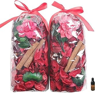 Christmas Potpourri Bags,Cinnamon Scented Potpourri Bowl Filler,Red Decorative Dried Flowers Home Fragrance Sachet,Winter Holiday Vase Filler Decor,8.4 oz