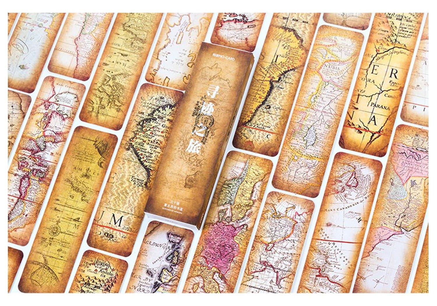 Retro Expedition Map Theme Bookmarks, 30PCS (Adventure Tour)