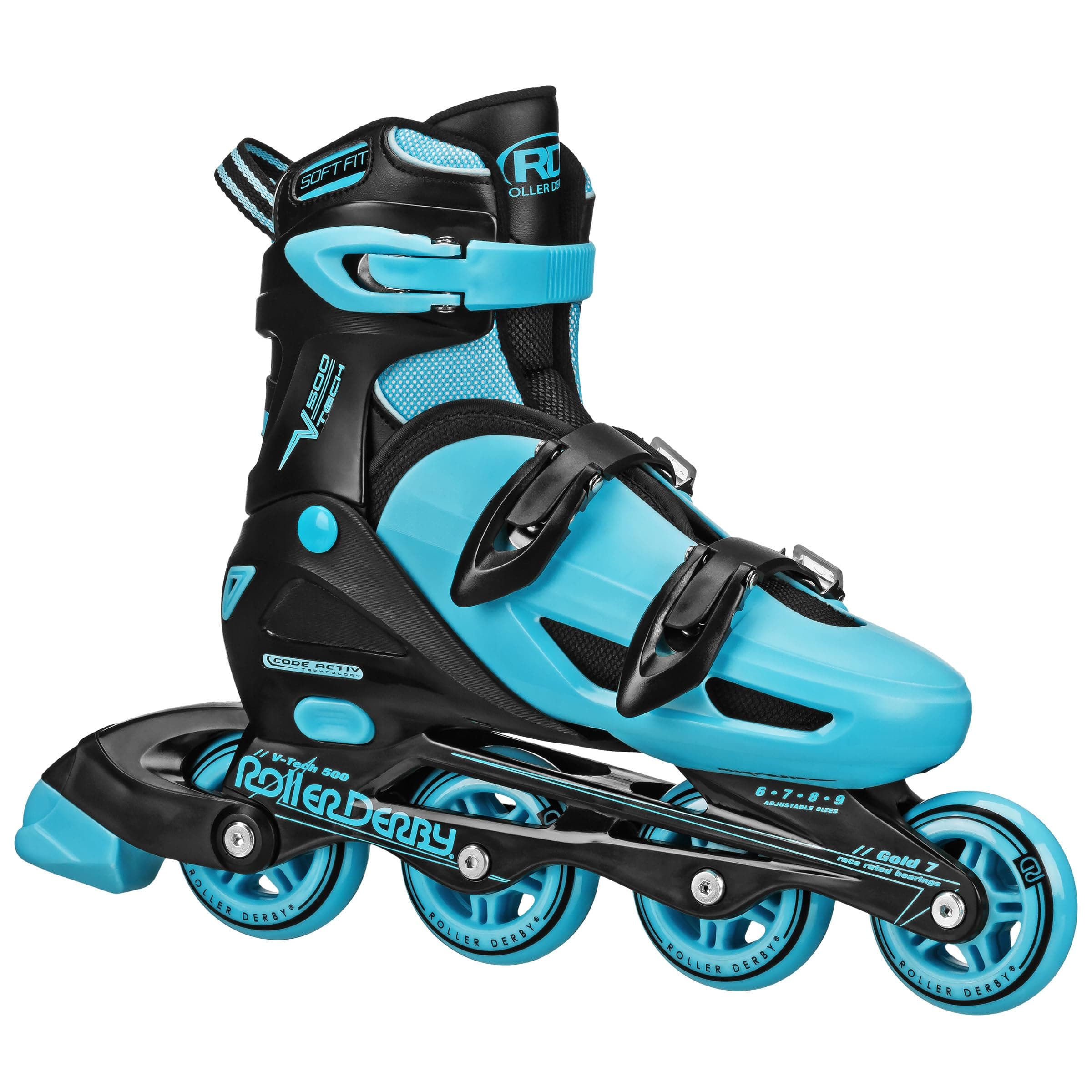 Roller Derby V-Tech 500 Adjustable Performance Inline Skates for Men, Women, Kids, Teens