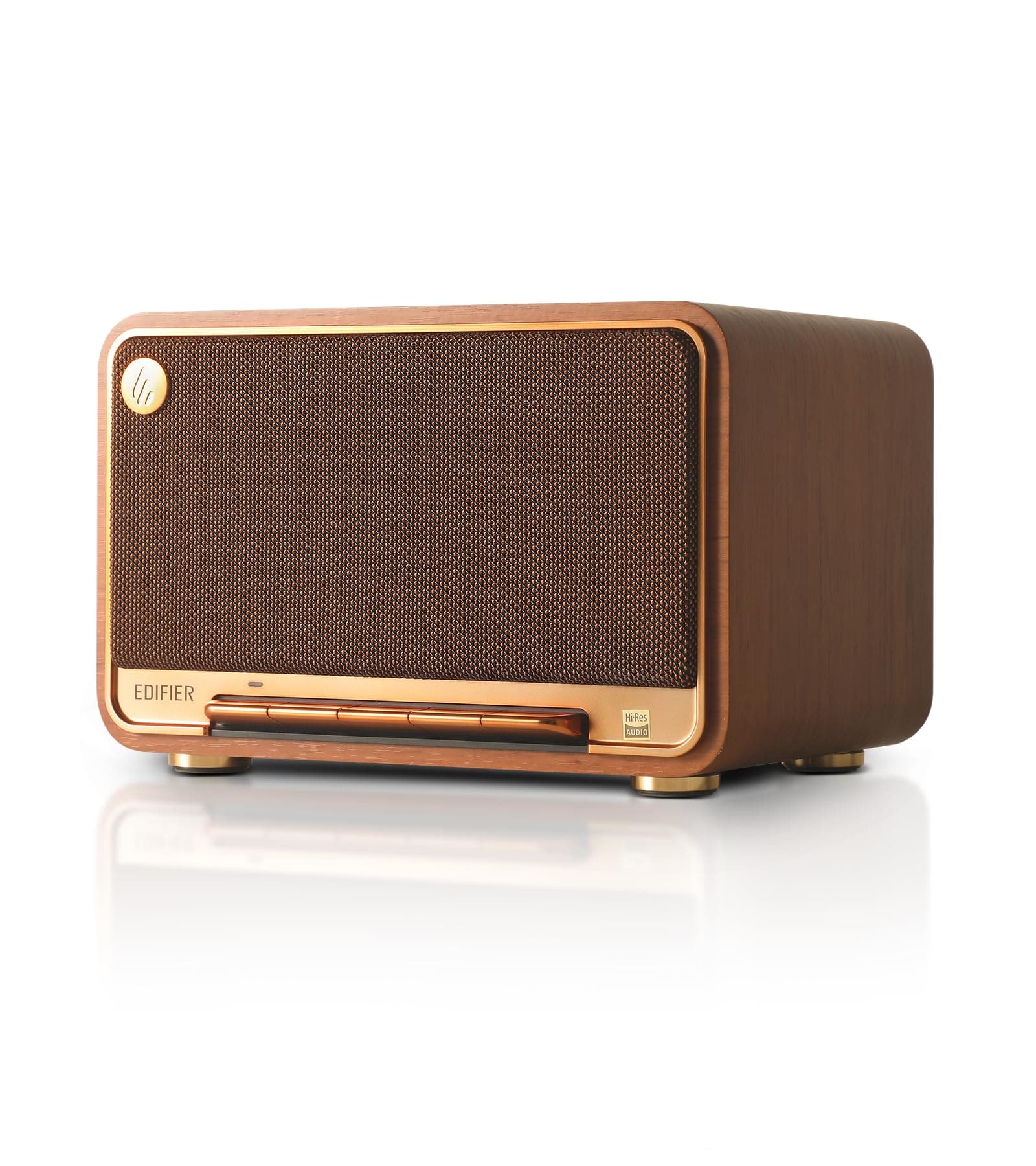 - Edifier D32 Tabletop Wireless Speaker, Hi-Res Audio, LDAC, ALAC, 60W (RMS), 2.1 Acoustic Architecture, 11h Playtime, APP Control, Bluetooth 5.3, AirPlay2, USB-C and AUX Inputs, Brown