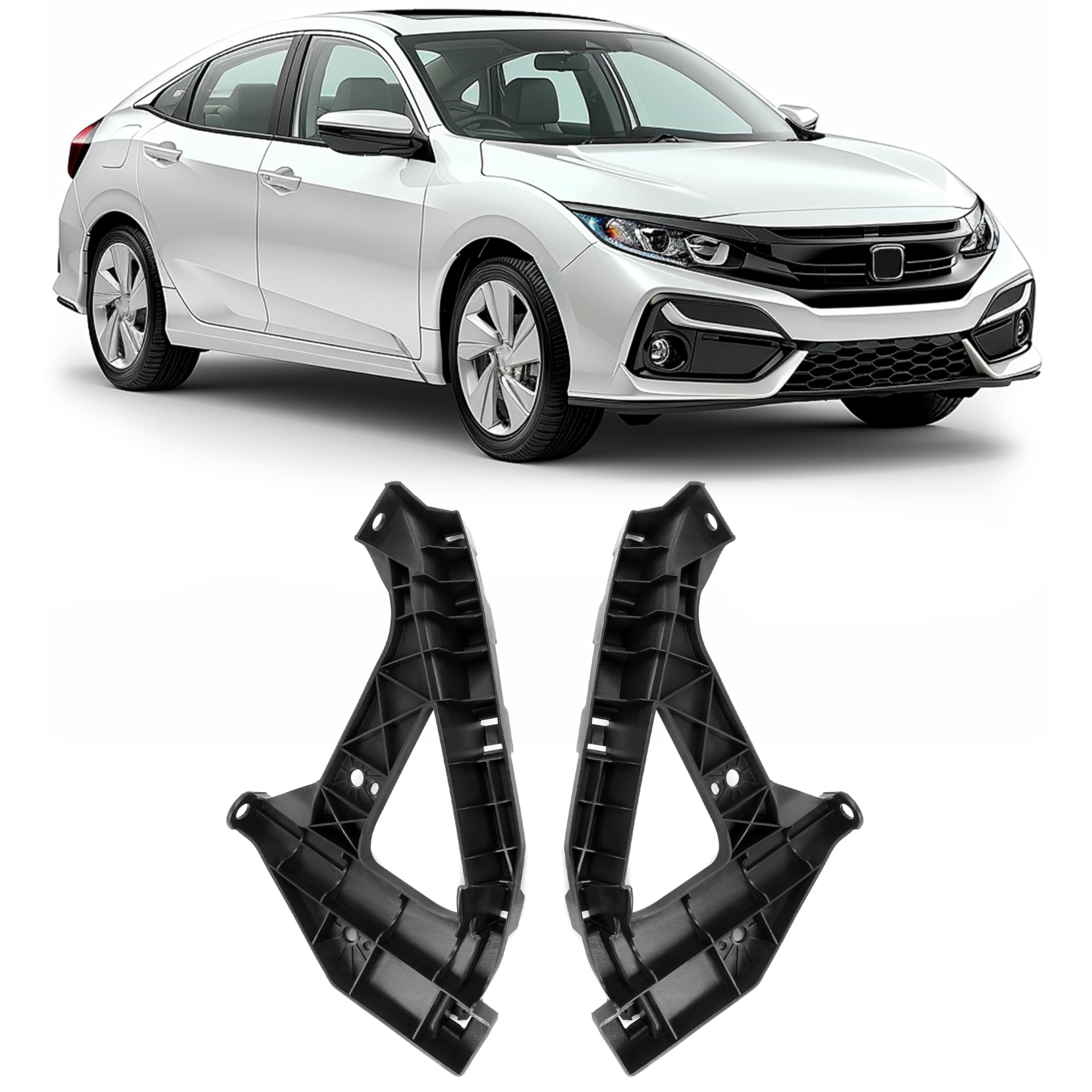 HECASA Pair Headlight Bracket Compatible with 2016-2021 Honda Civic Replacement for 71140-TBA-A00 71190-TBA-A00 Head Light Lamp Support Bracket Driver Passenger Side