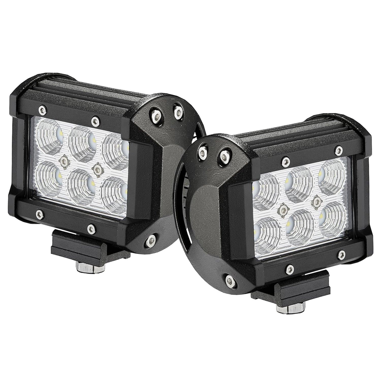 LED Light Bar 2PCS 18W Flood Work Lights 12 Volt Led Lights Off Road Fog Backup Light for Trucks 4WD SUV Boat ATV